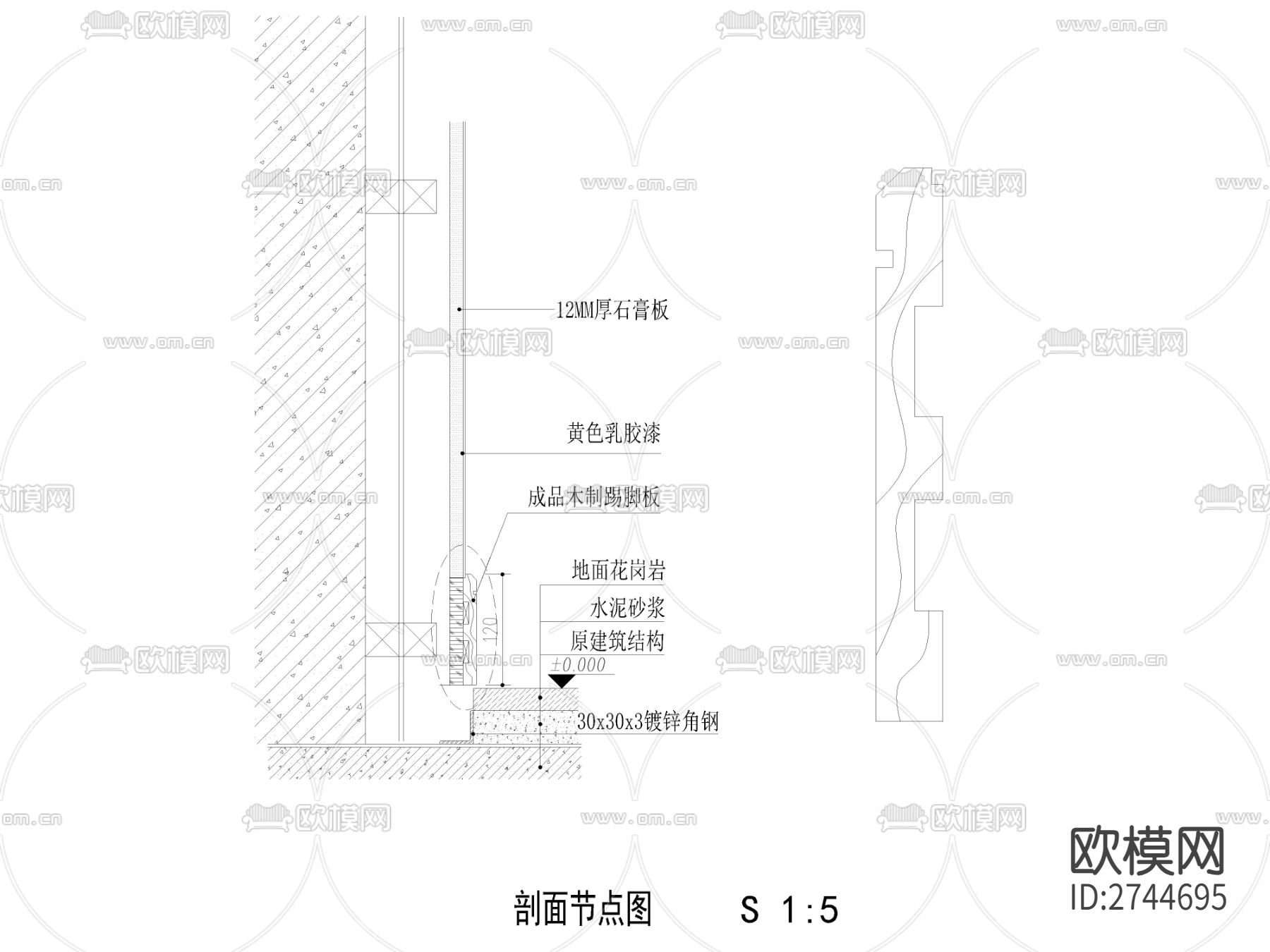 木踢脚线节点大样图下载
