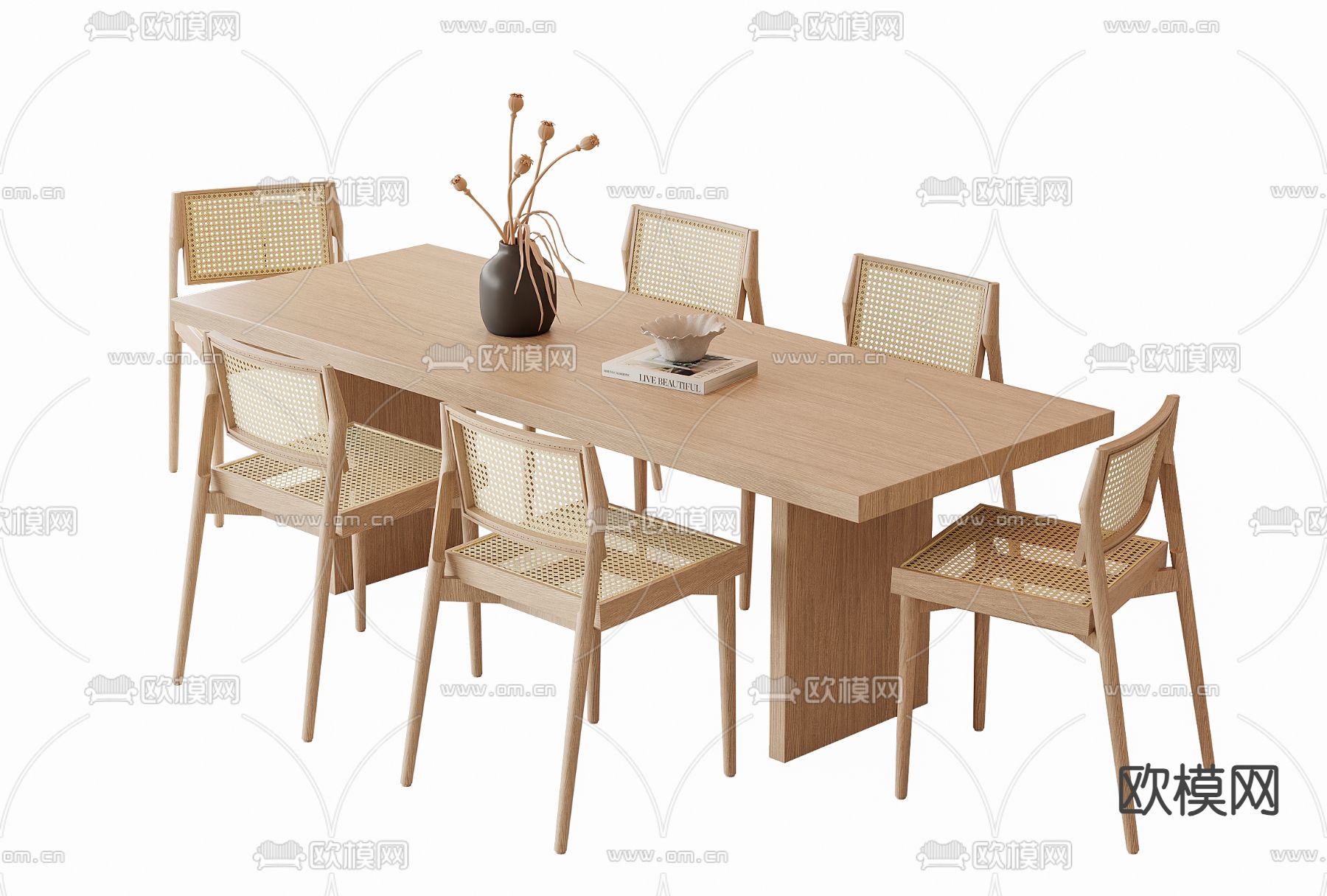 侘寂餐桌椅3d模型下载