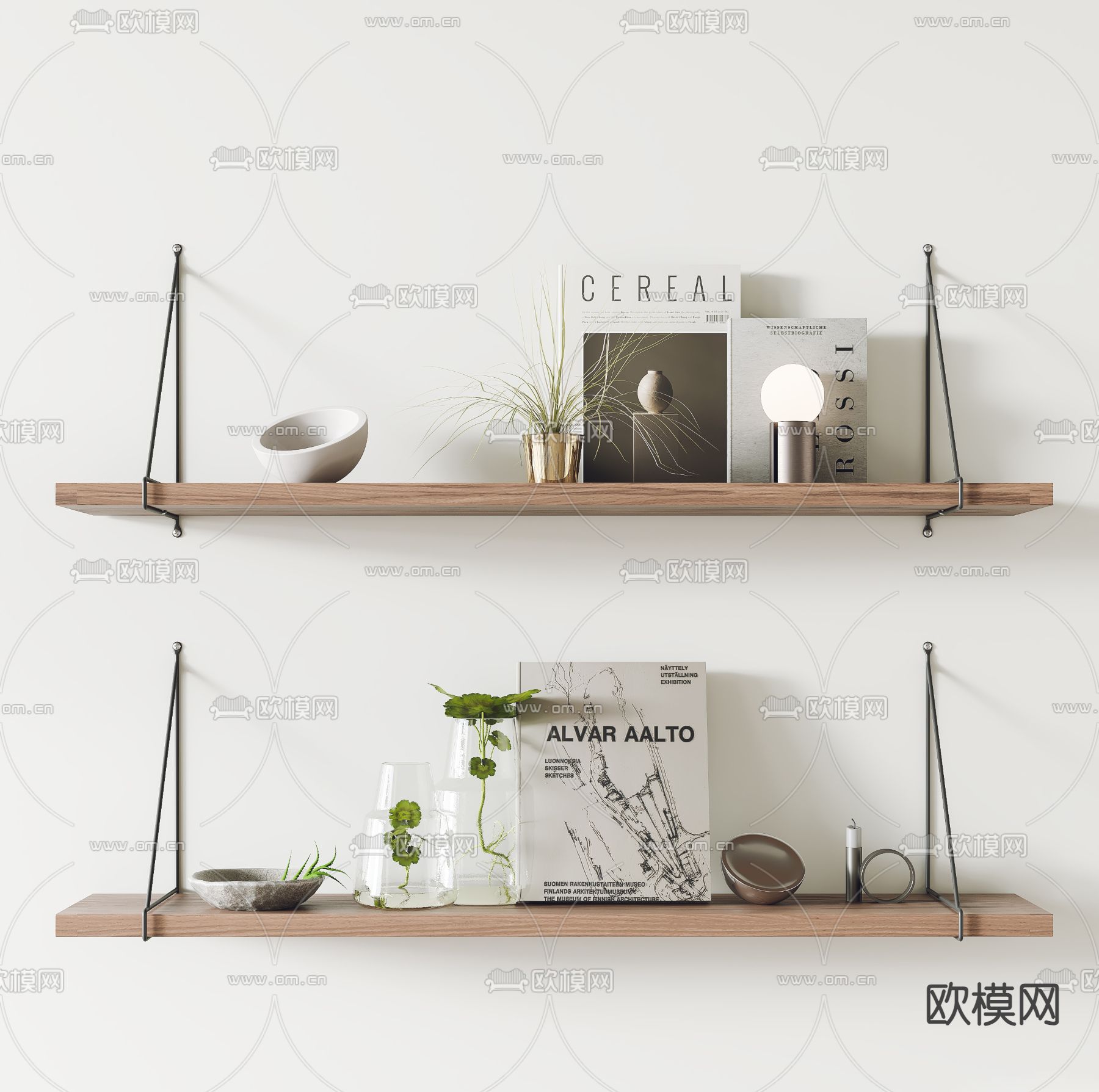 现代壁柜 装饰架su模型下载（渲染图1）