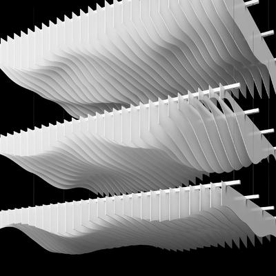  异形吊顶 格栅吊顶 波浪吊顶su模型 