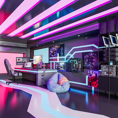  现代电竞酒店su模型 