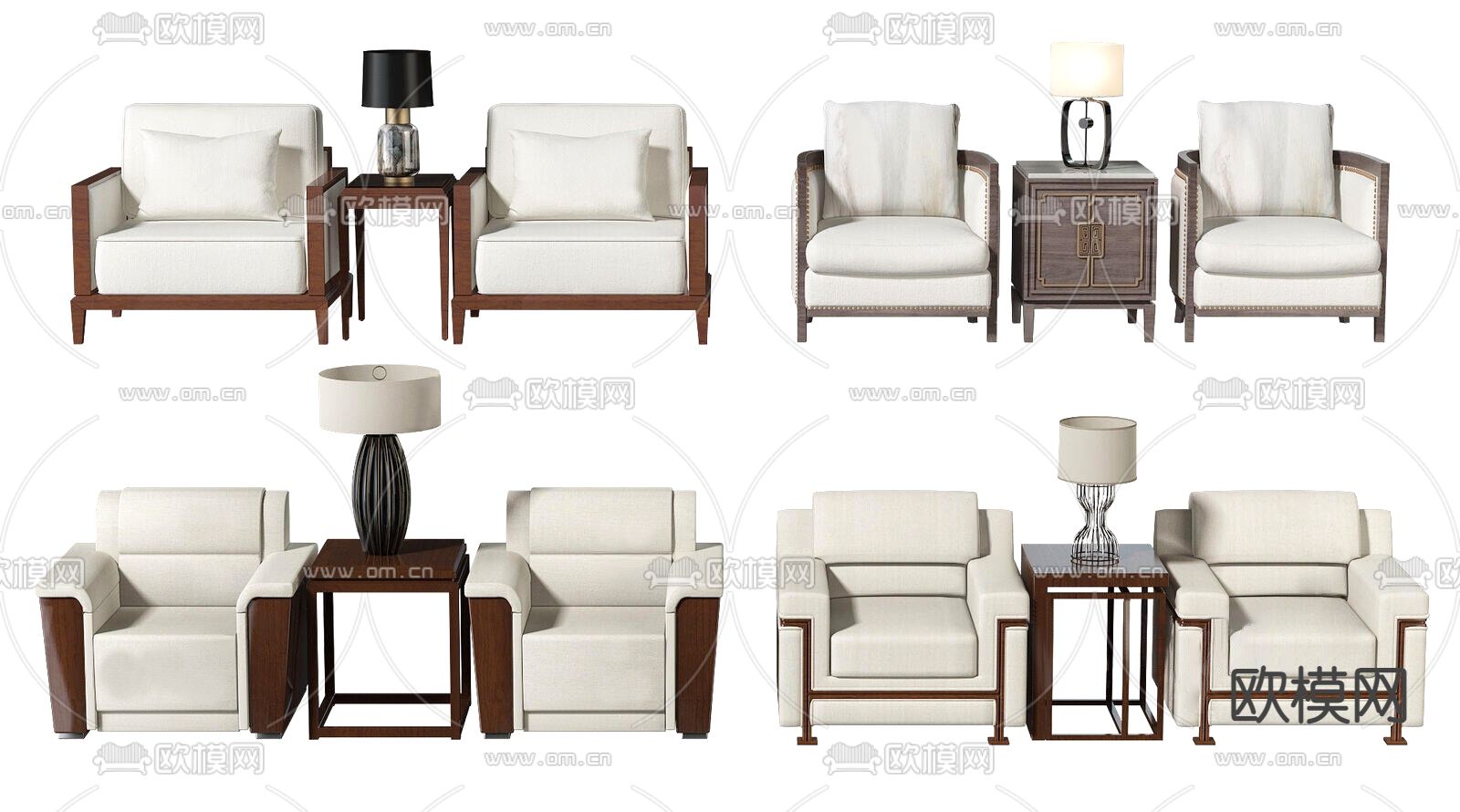 新中式接待沙发 贵宾沙发 会客沙发3d模型下载