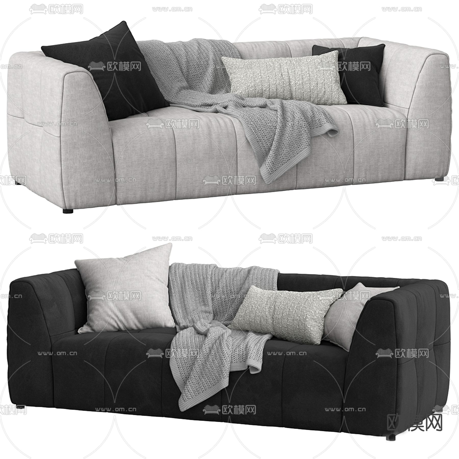 高级灰沙发 双人沙发3d模型下载