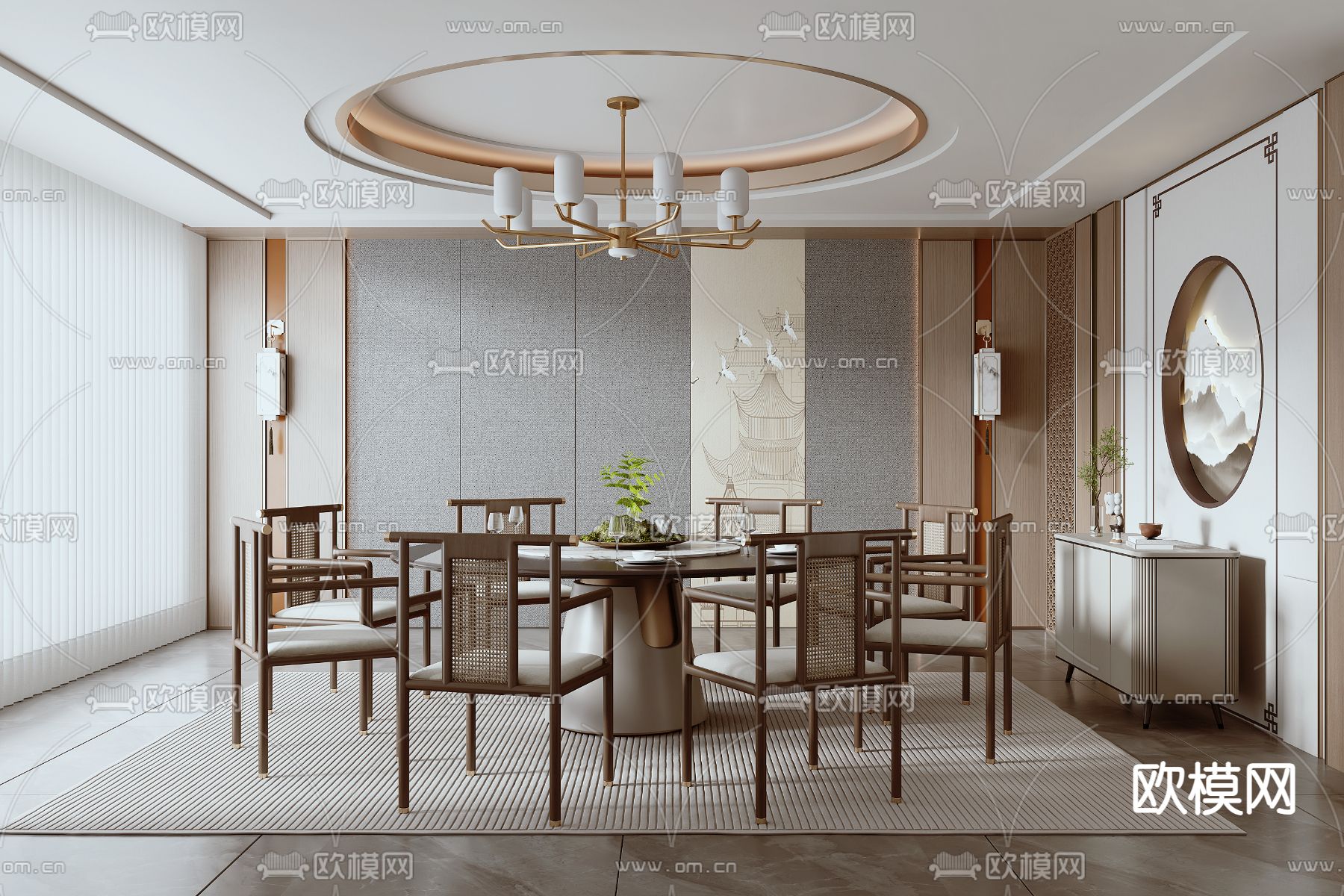 中餐厅包间 包厢 包房3d模型下载