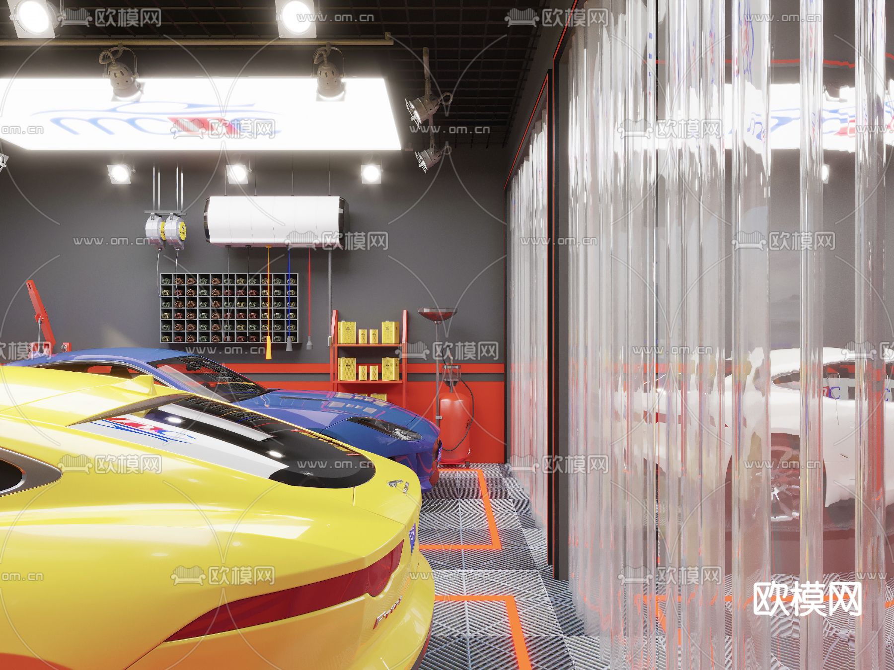 汽修店 汽车保养 汽车美容3d模型下载（渲染图4）