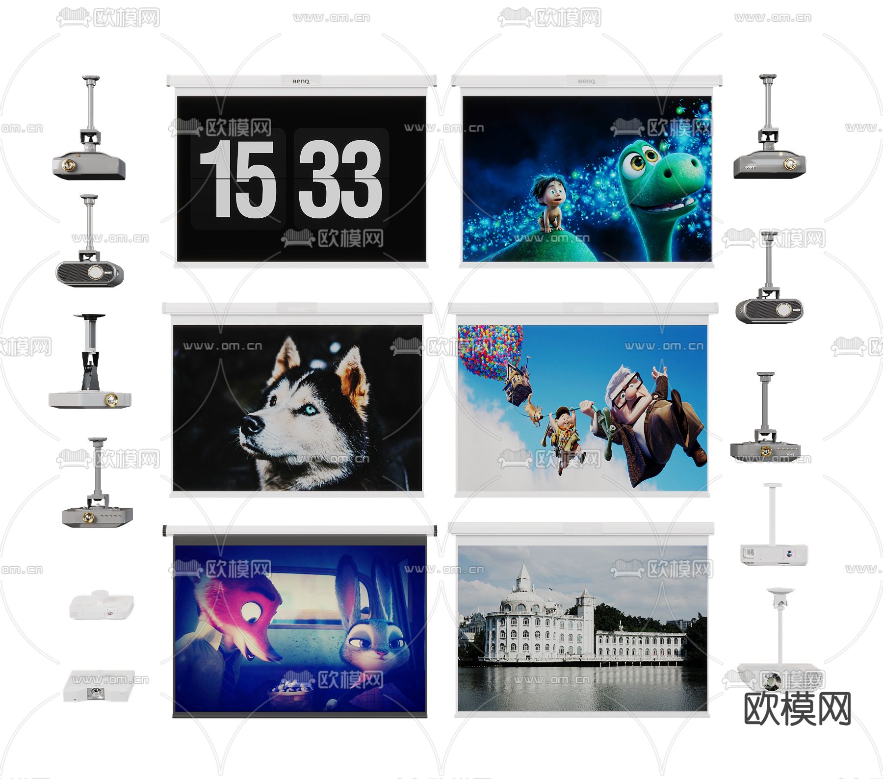 投影仪 投影幕布3d模型下载