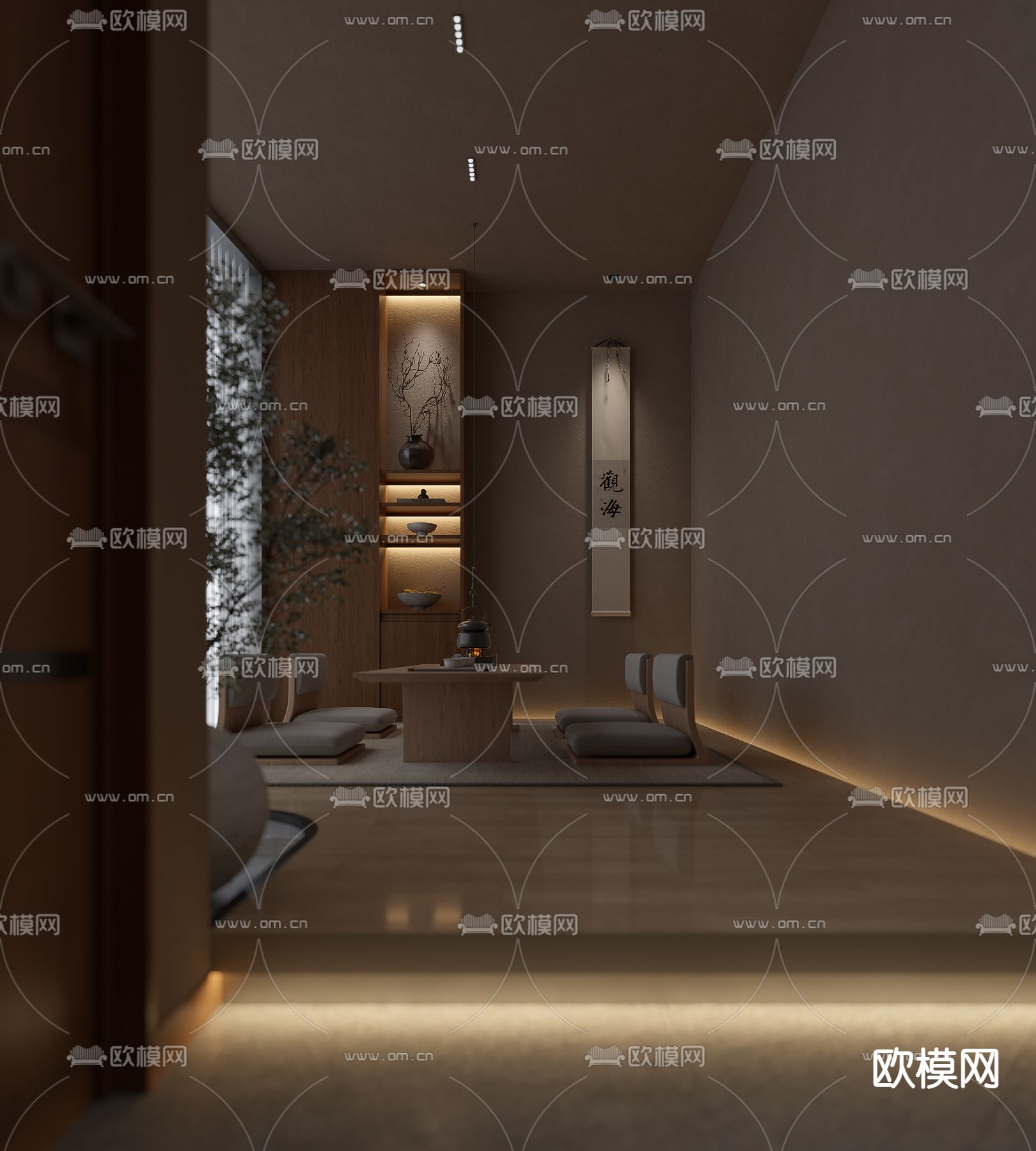侘寂风茶室3d模型下载（渲染图2）