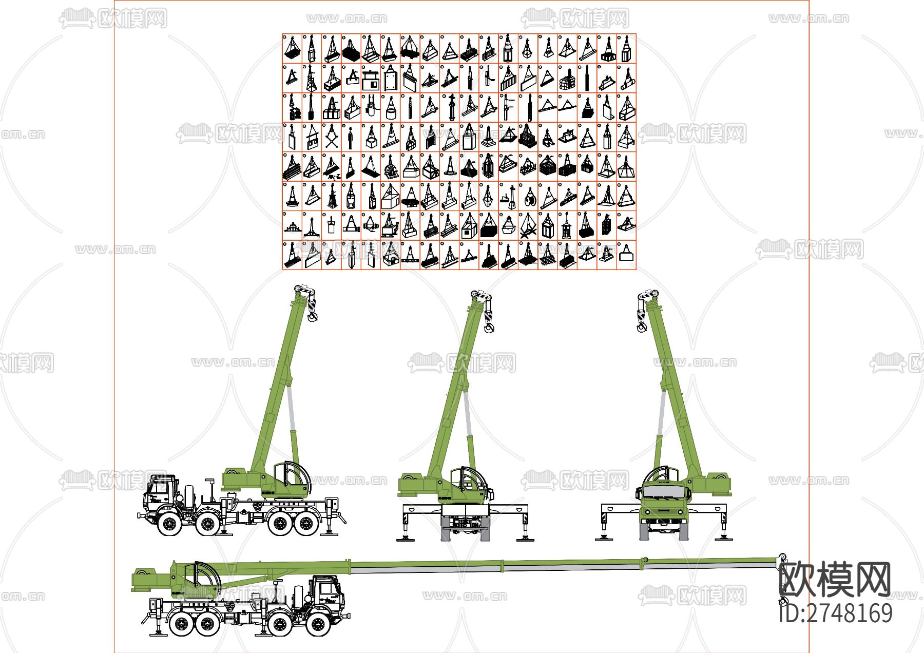 起重设备和起重机cad图库下载（渲染图2）