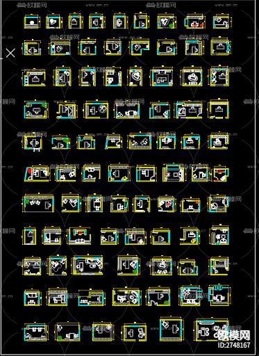 书房布局cad图库下载（渲染图1）
