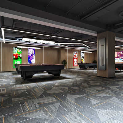  工业风台球厅su模型 