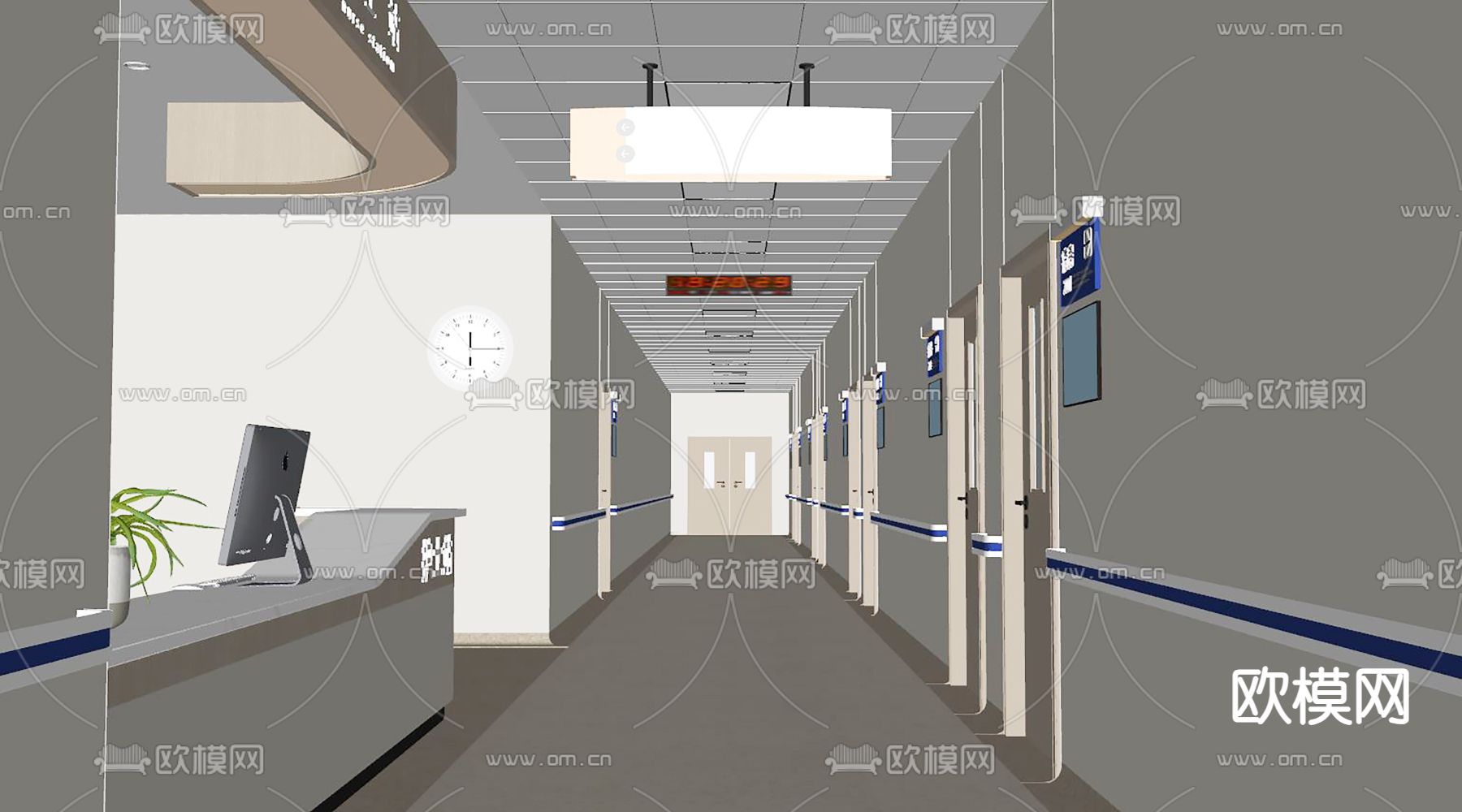 护士站su模型下载（渲染图2）