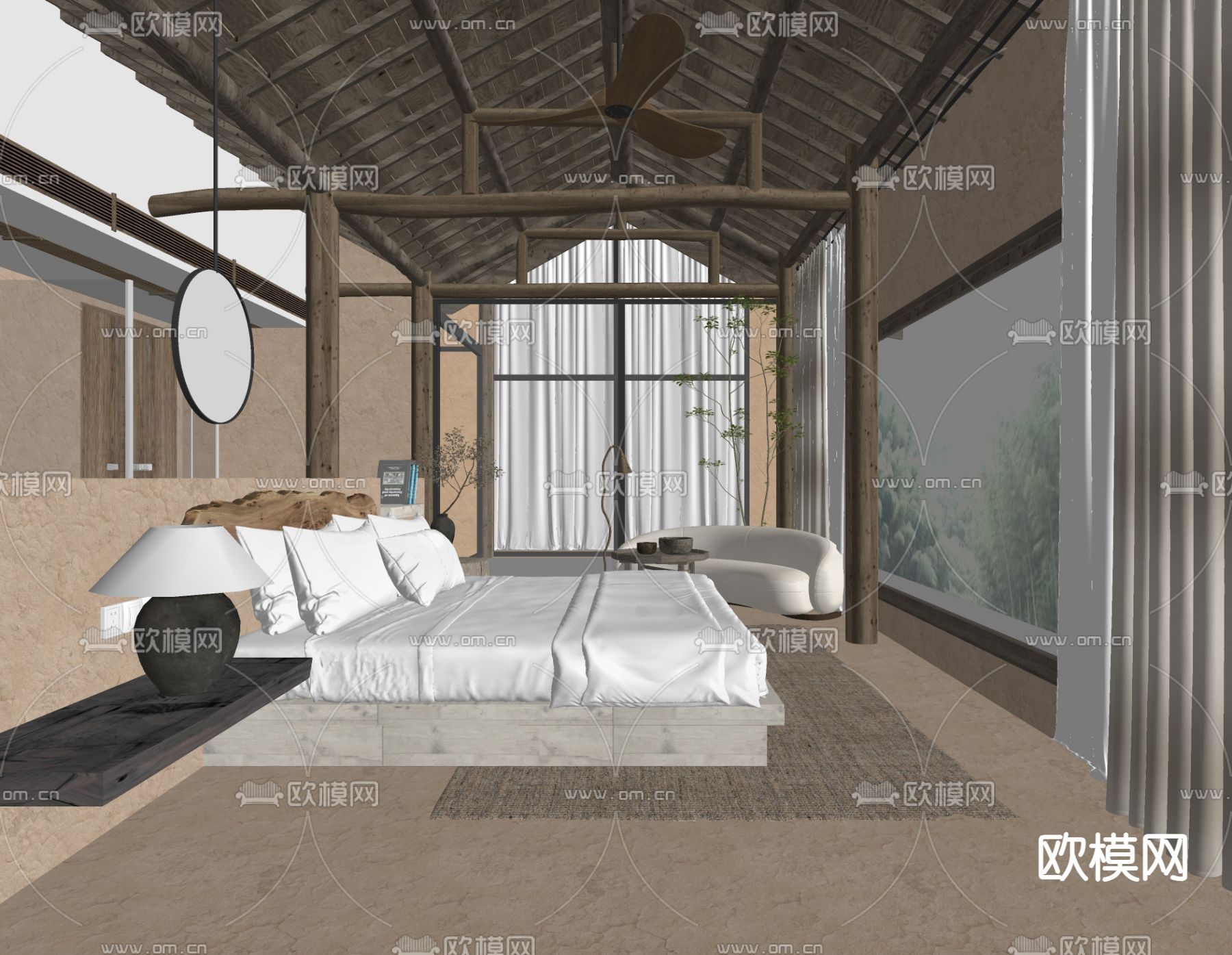 侘寂民宿客房su模型下载（渲染图2）