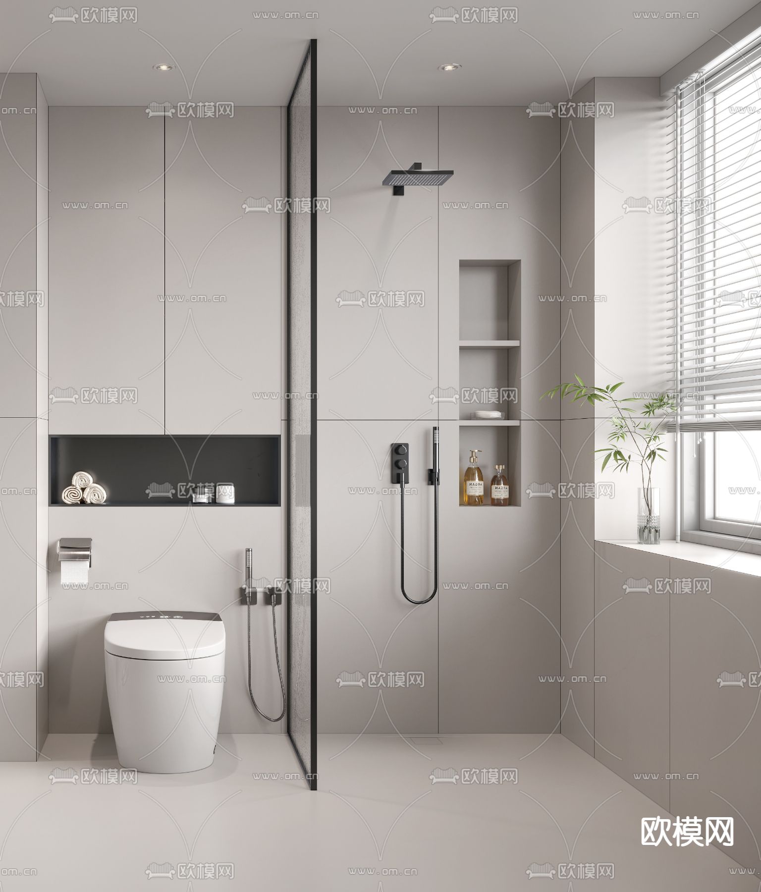 高级灰卫生间 浴室3d模型下载（渲染图3）