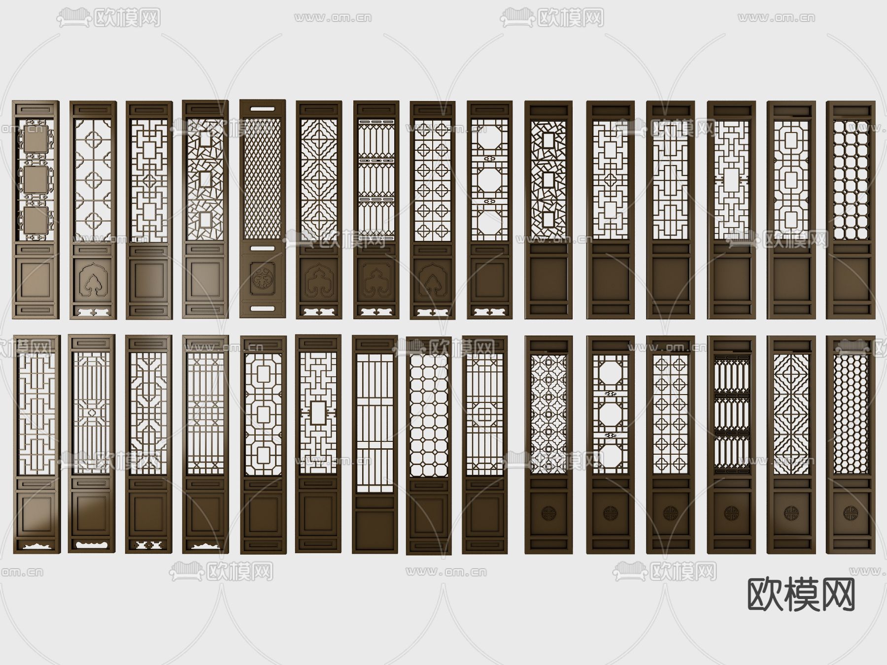 新中式屏风 隔断su模型下载（渲染图1）