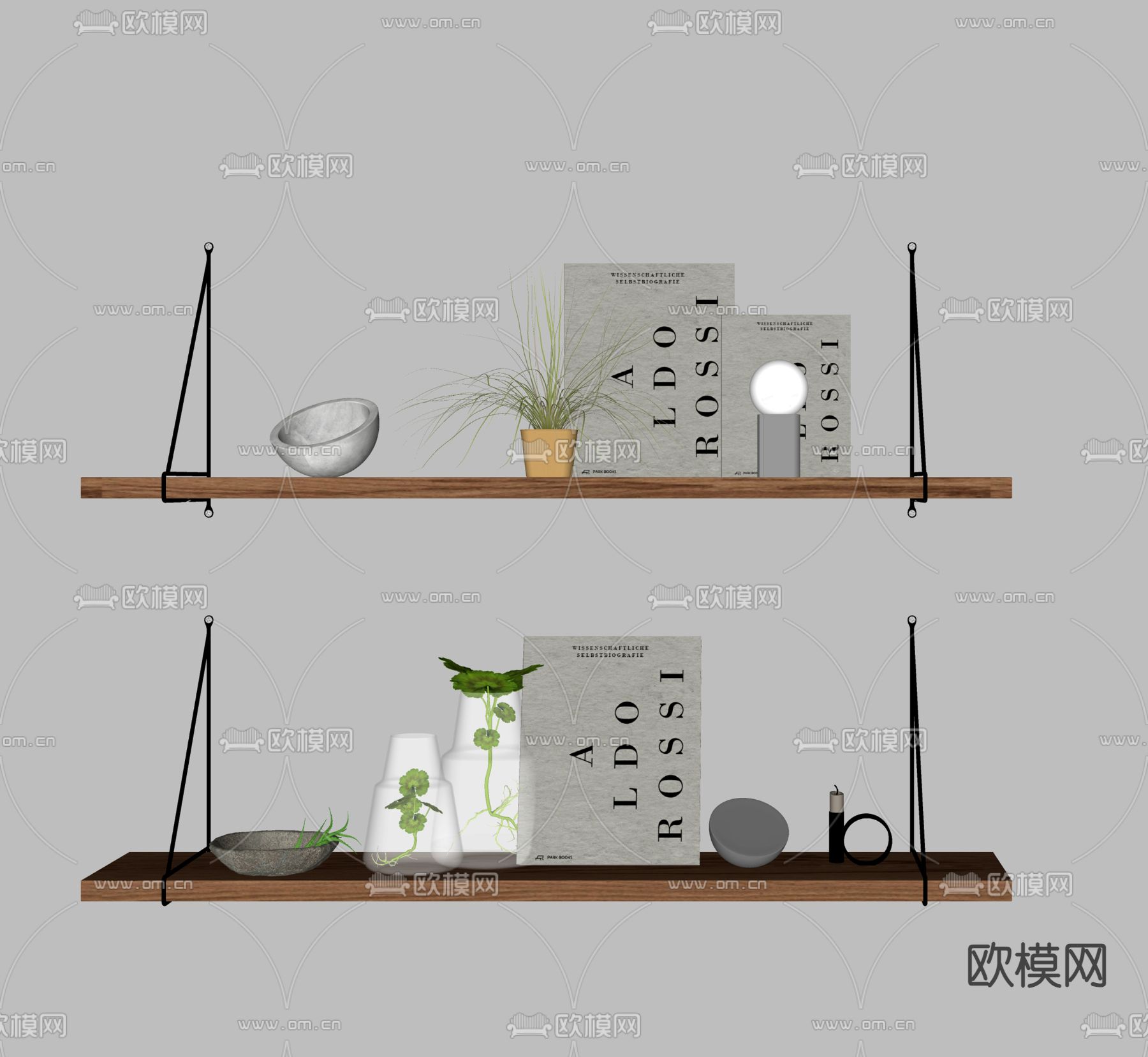 现代壁柜 装饰架su模型下载（渲染图2）