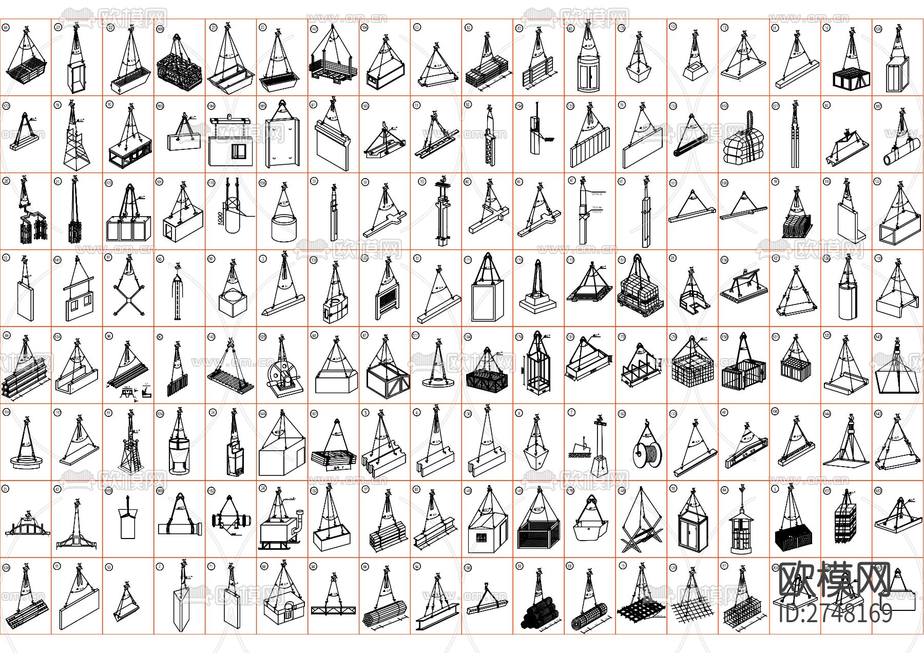 起重设备和起重机cad图库下载（渲染图1）