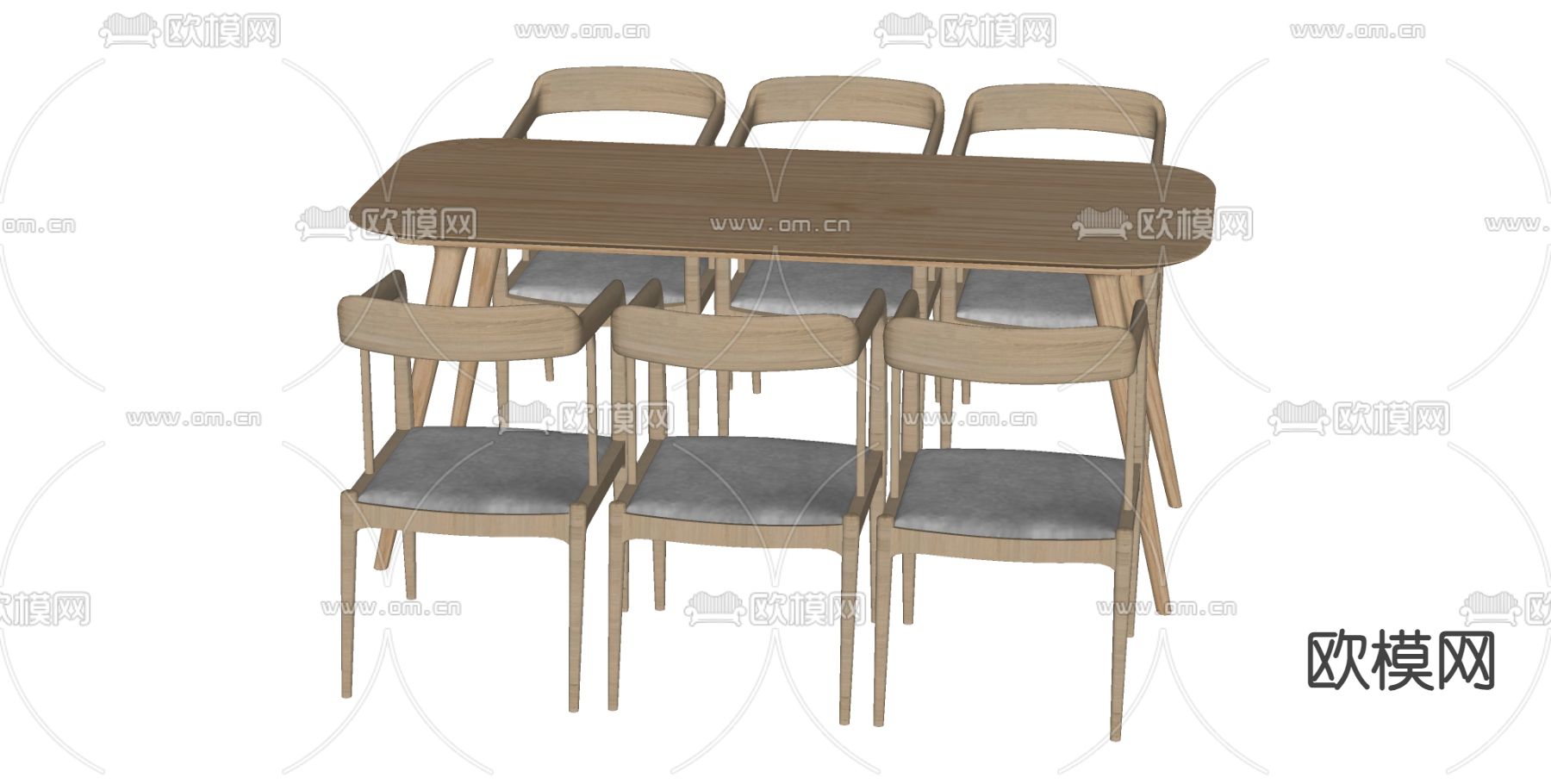 北欧餐桌椅su模型下载（渲染图2）