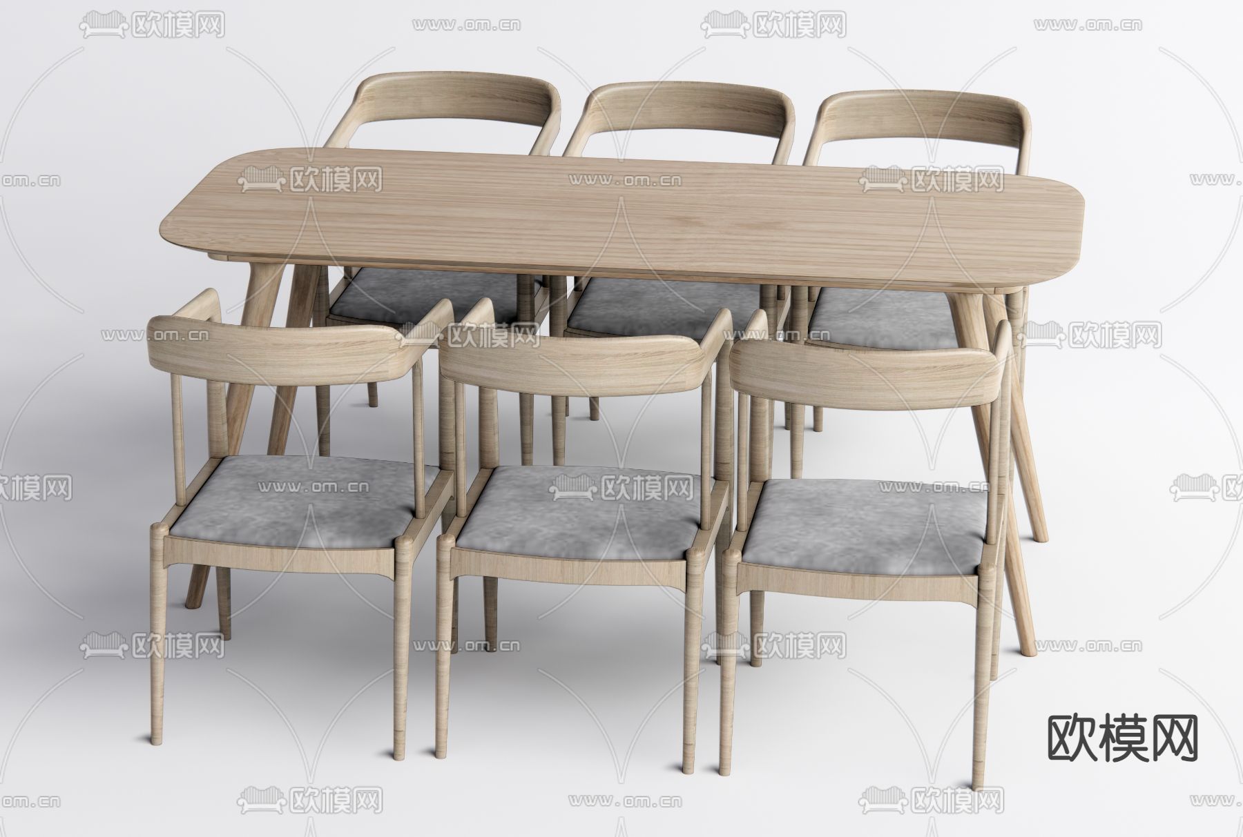 北欧餐桌椅su模型下载（渲染图1）