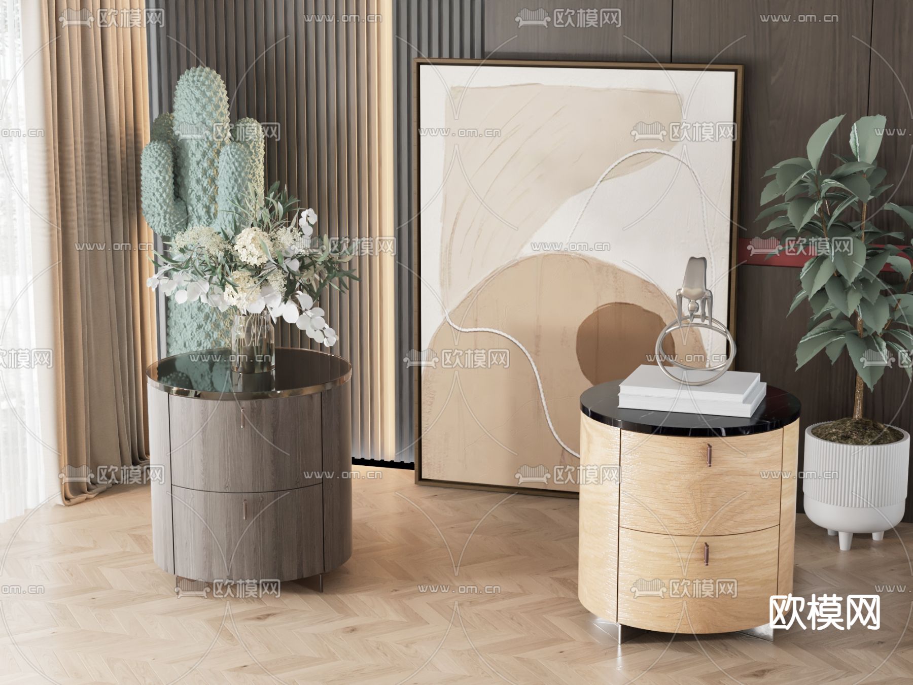 北欧床头柜3d模型下载