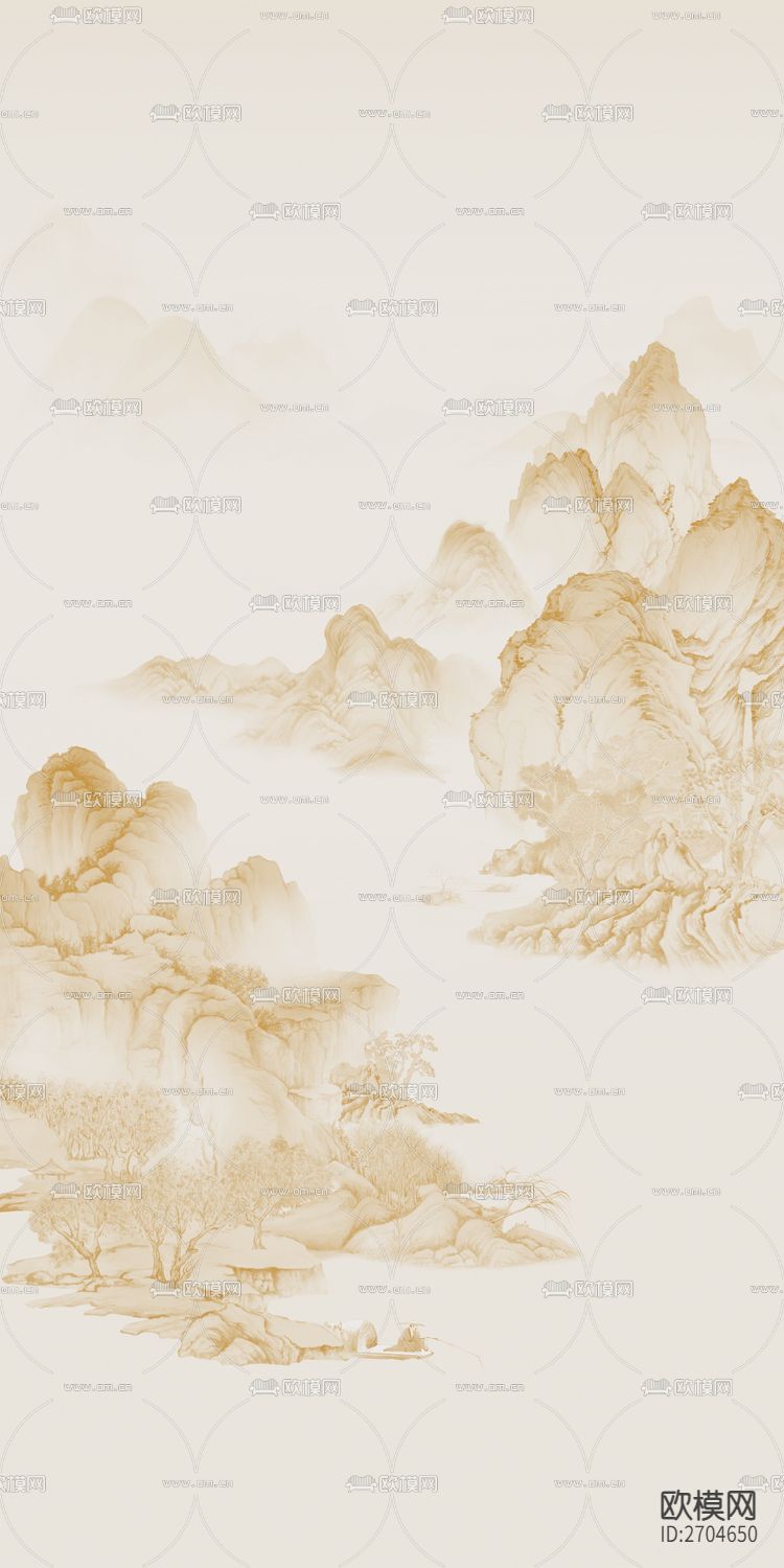 玄关 山水 青山绿水 水墨下载（渲染图2）