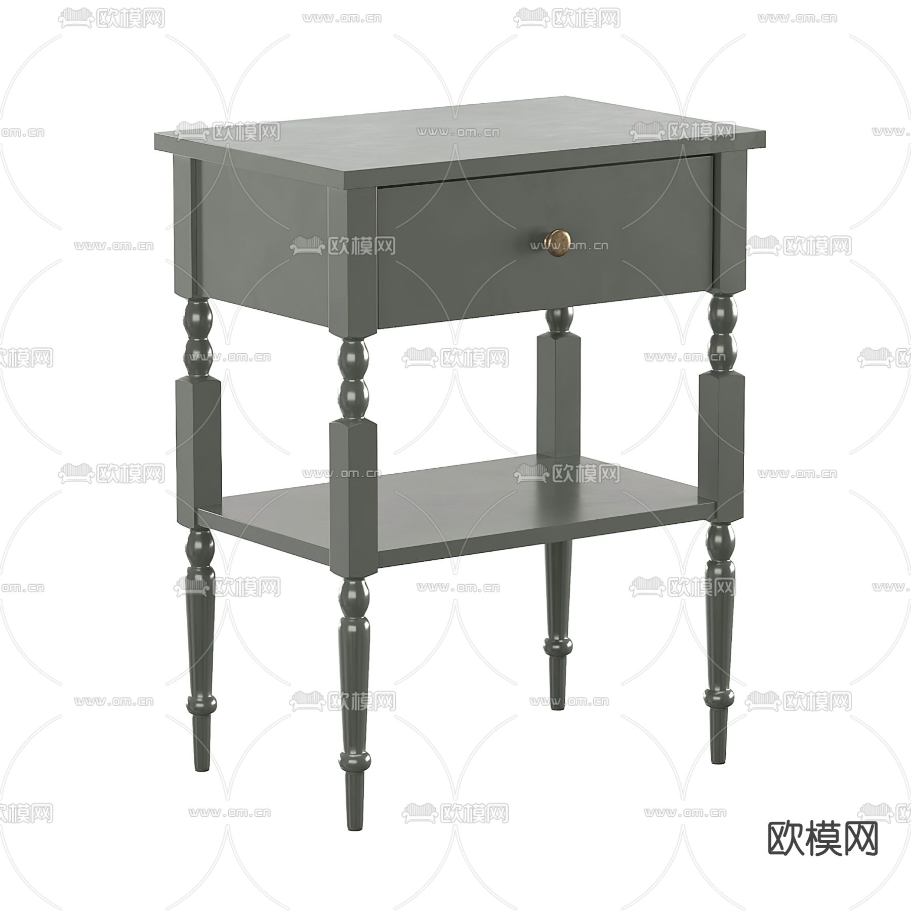 简欧床头柜su模型下载（渲染图1）