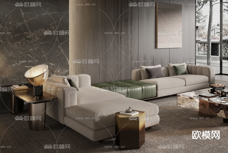 Minotti 组合沙发 客厅3d模型下载(渲染图2)