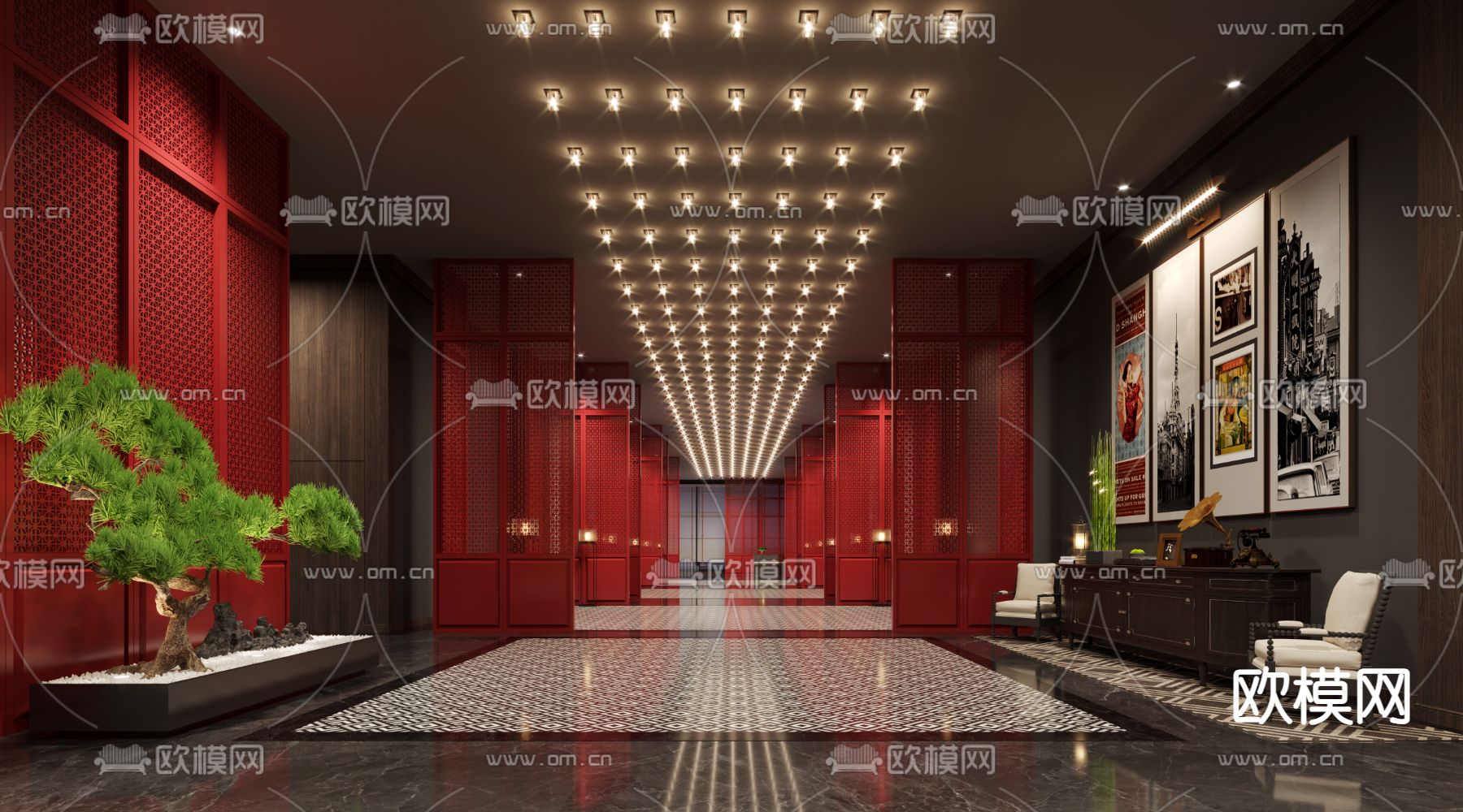 中餐厅 大厅入口3d模型下载