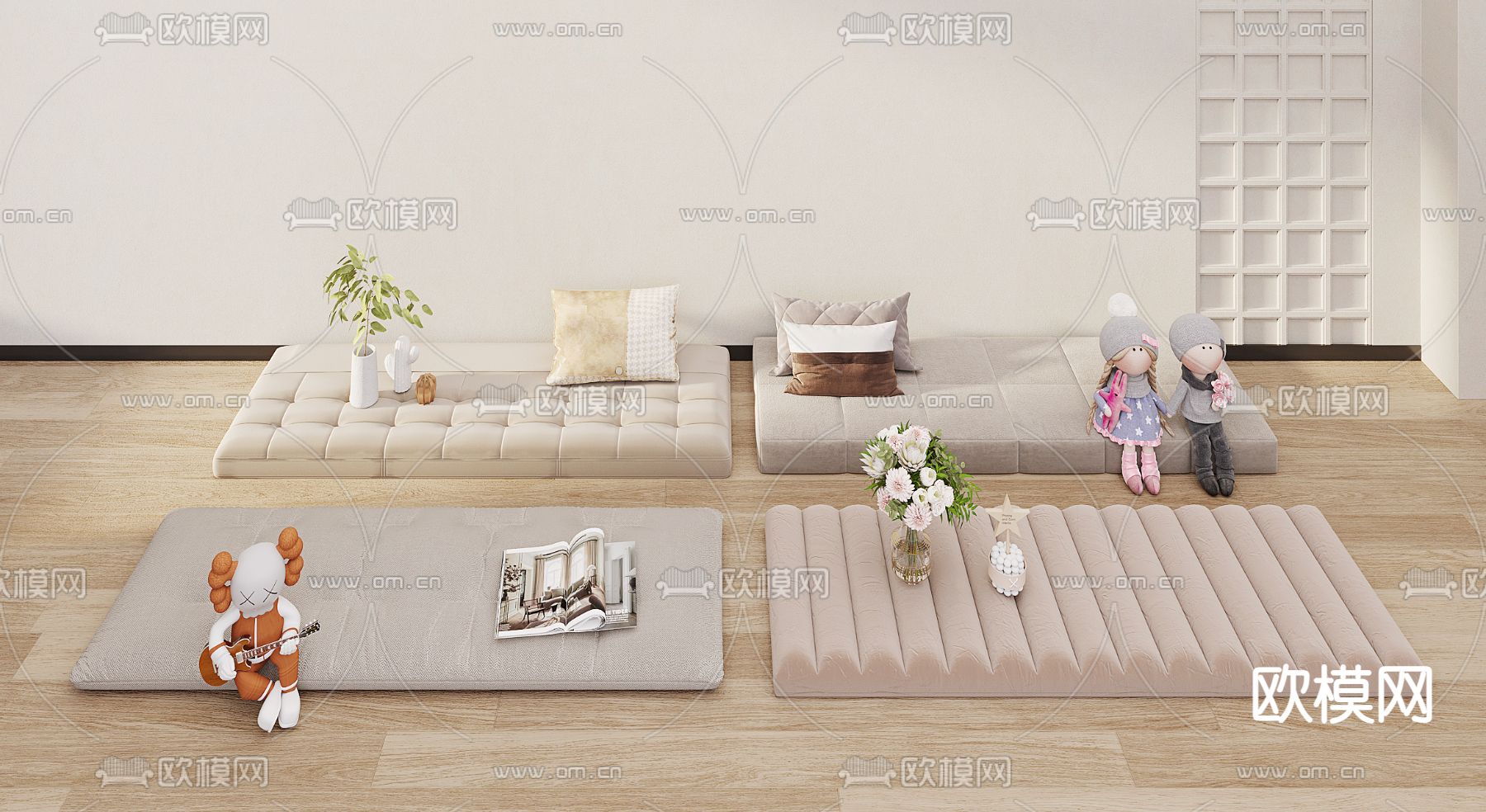 现代坐垫su模型下载（渲染图1）