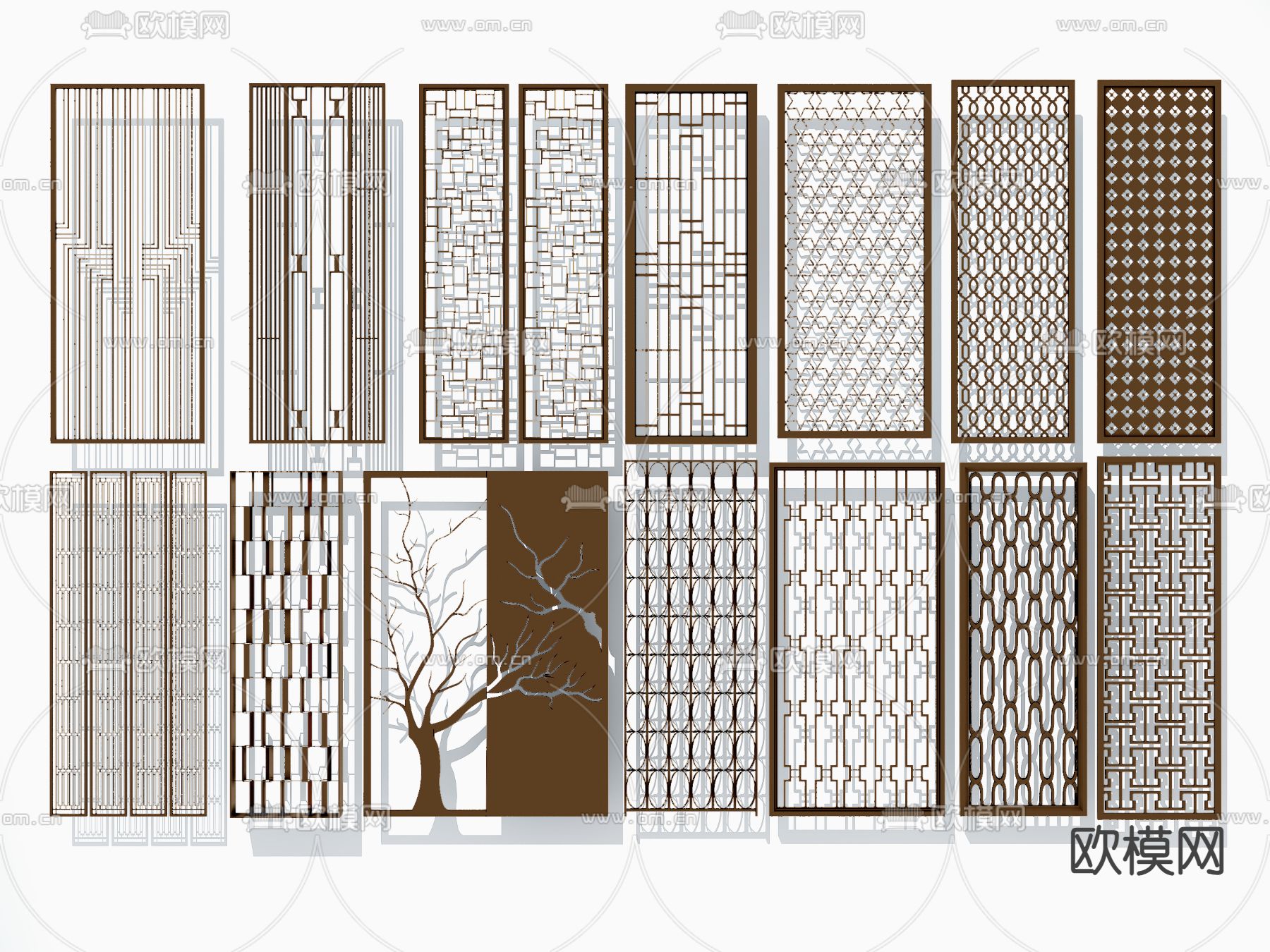 新中式屏风 隔断su模型下载（渲染图1）