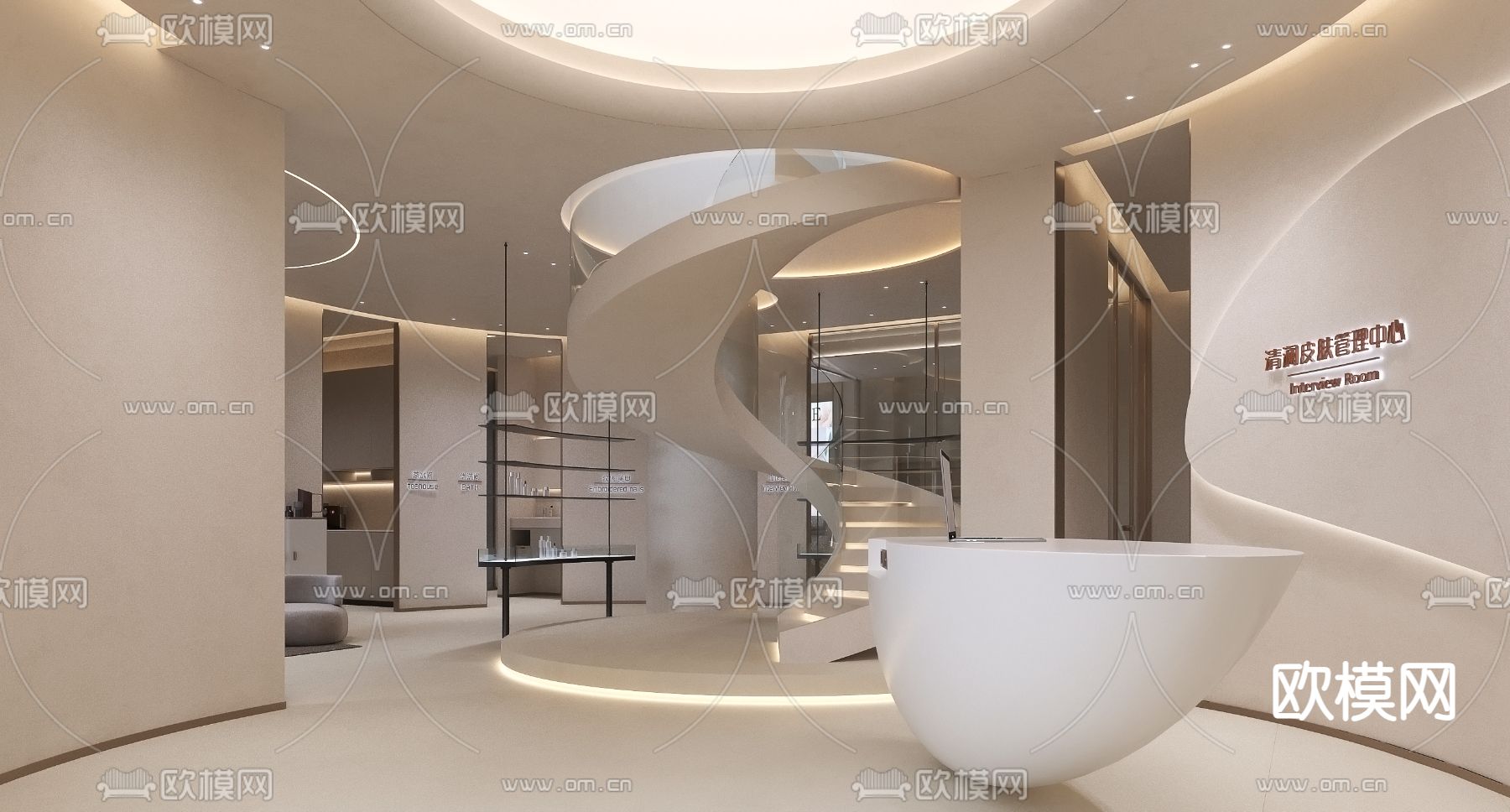 现代美容院大厅su模型下载（渲染图1）
