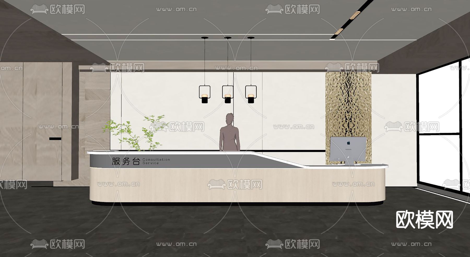 服务台 导医台 接待台su模型下载（渲染图2）