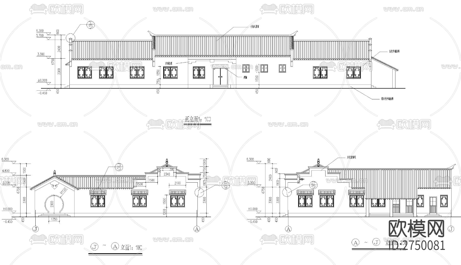 徽派风格建筑cad施工图下载（渲染图4）