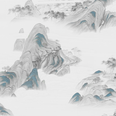  玄关 山水 水墨 青山 