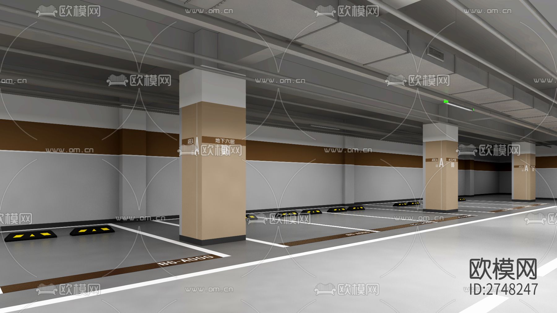 地下车库cad施工图下载（渲染图3）