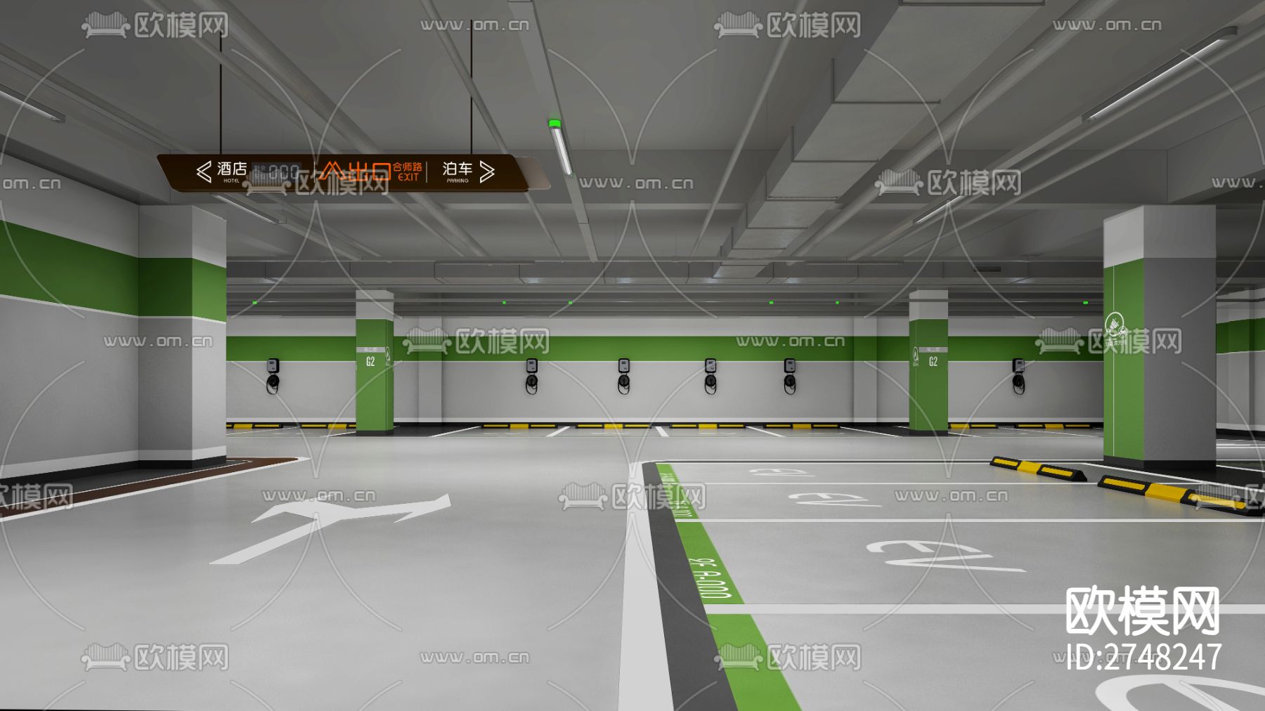 地下车库cad施工图下载（渲染图1）