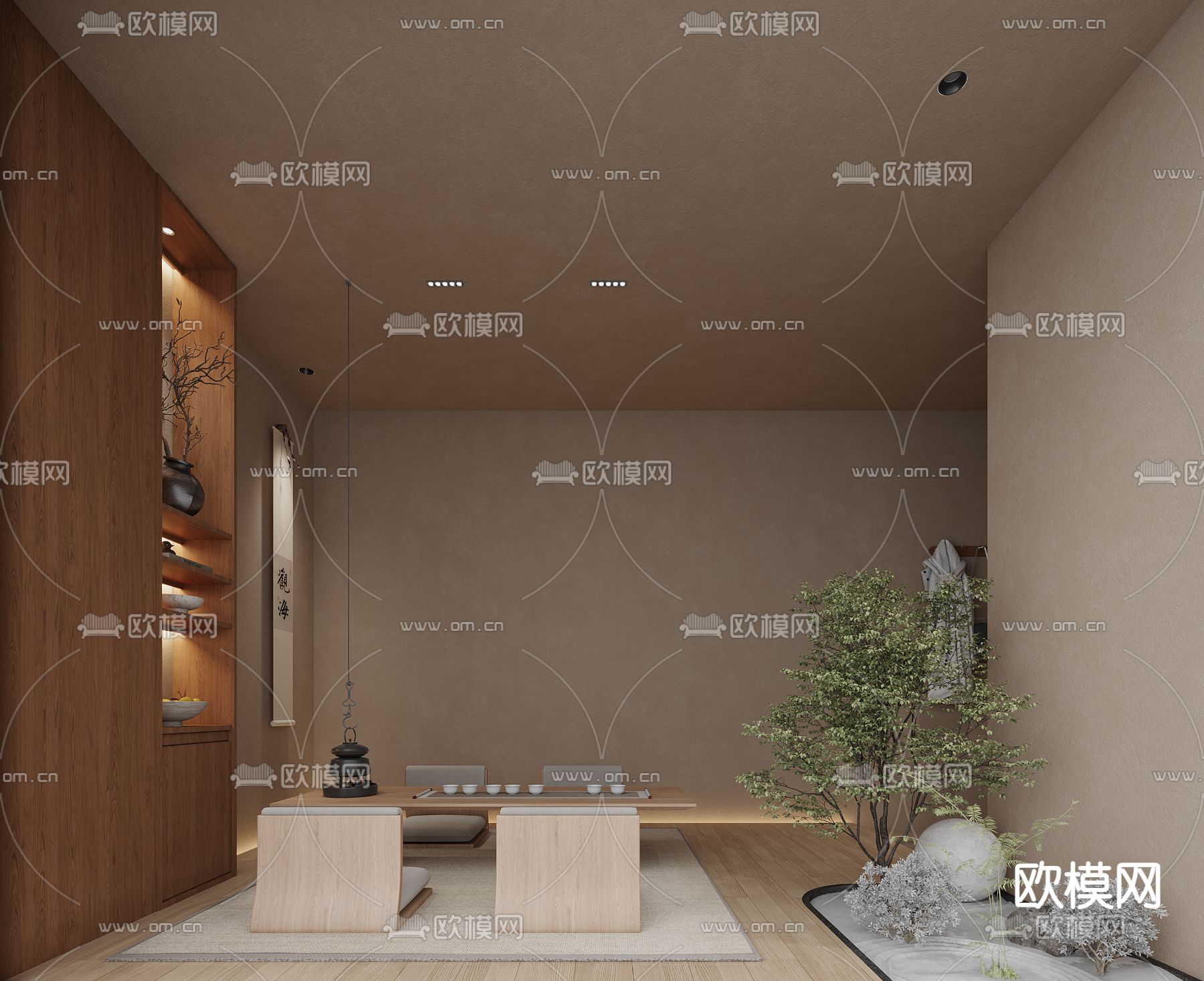 侘寂风茶室3d模型下载（渲染图1）