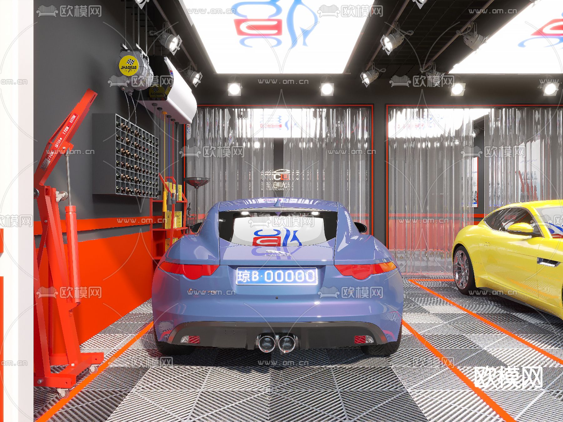 汽修店 汽车保养 汽车美容3d模型下载（渲染图2）