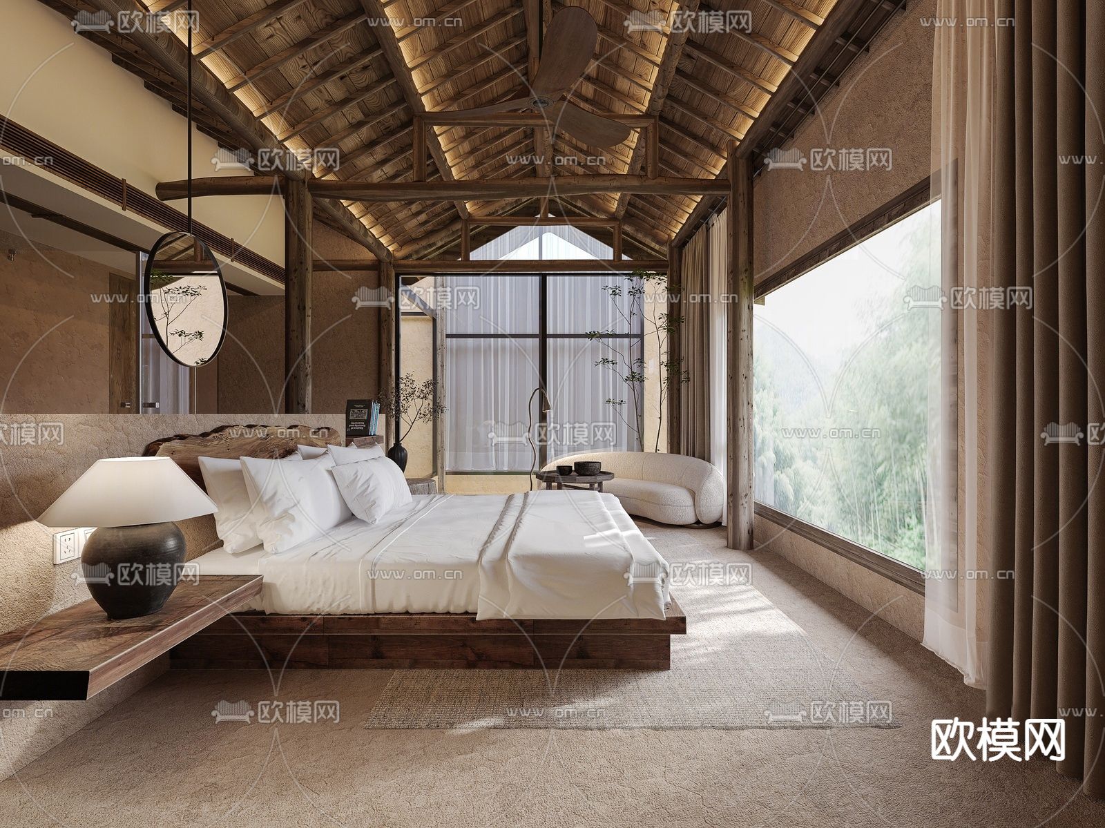 侘寂民宿客房su模型下载（渲染图1）