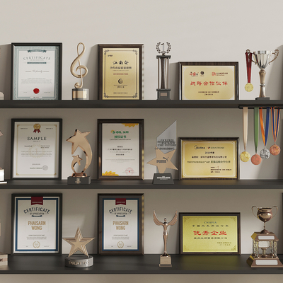  奖杯 奖状su模型 