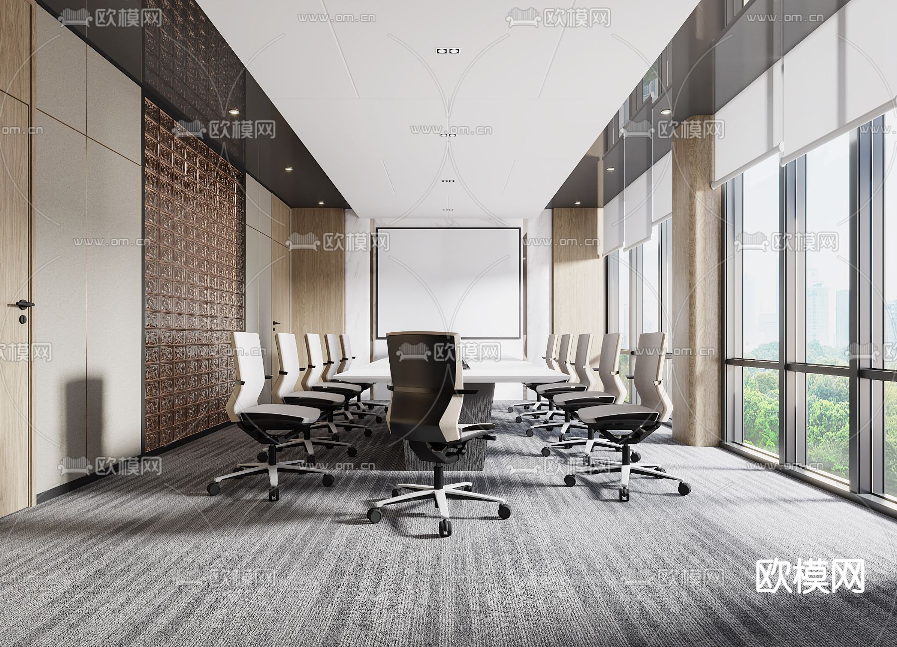 现代会议室3d模型下载
