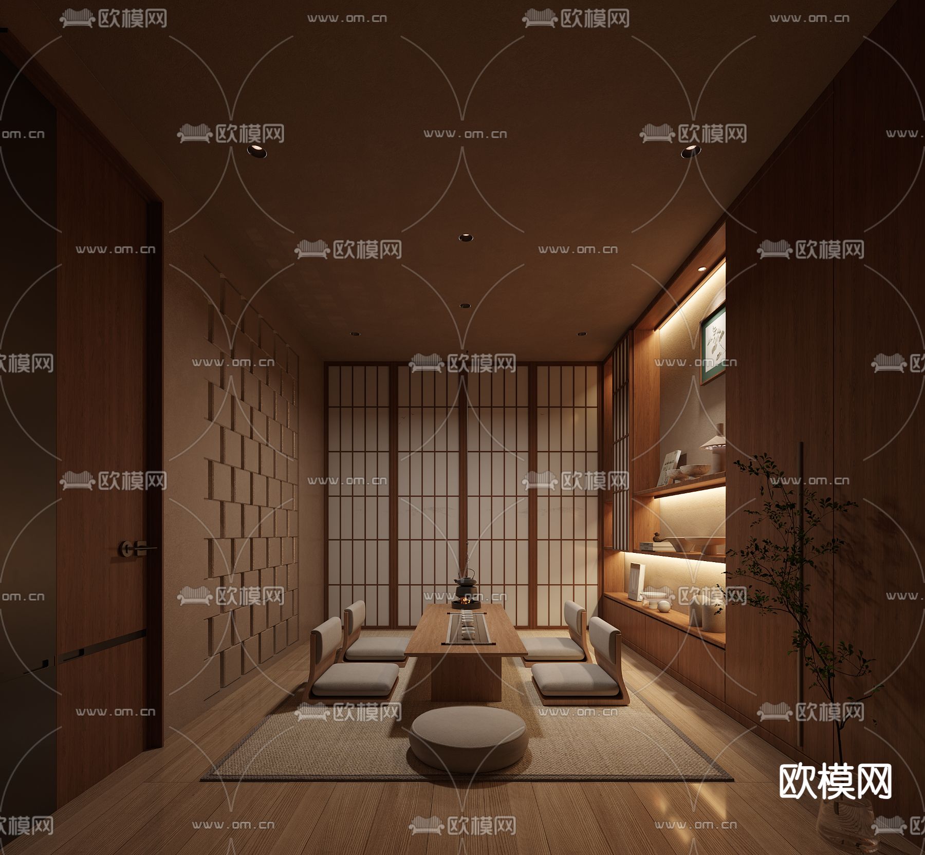 日式茶室3d模型下载（渲染图1）