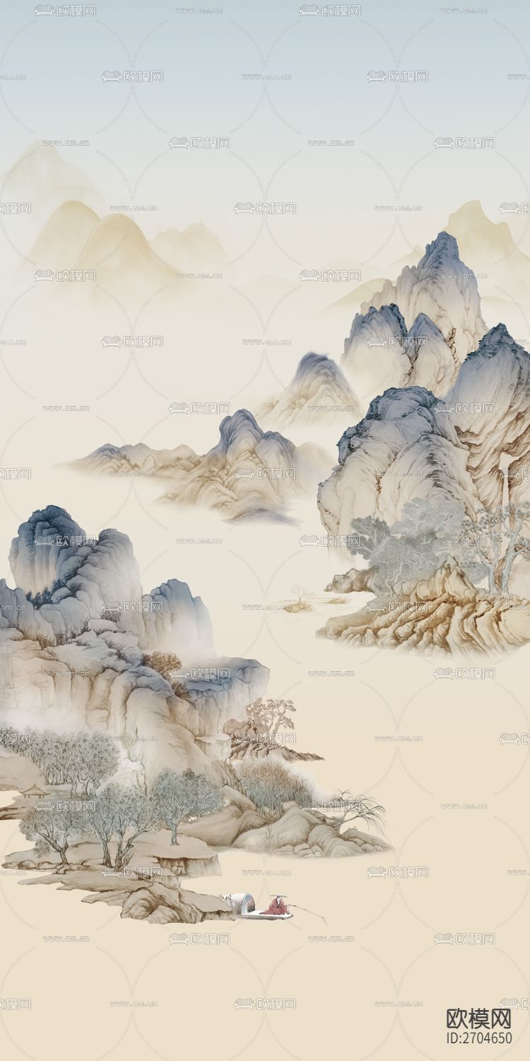 玄关 山水 青山绿水 水墨下载（渲染图1）