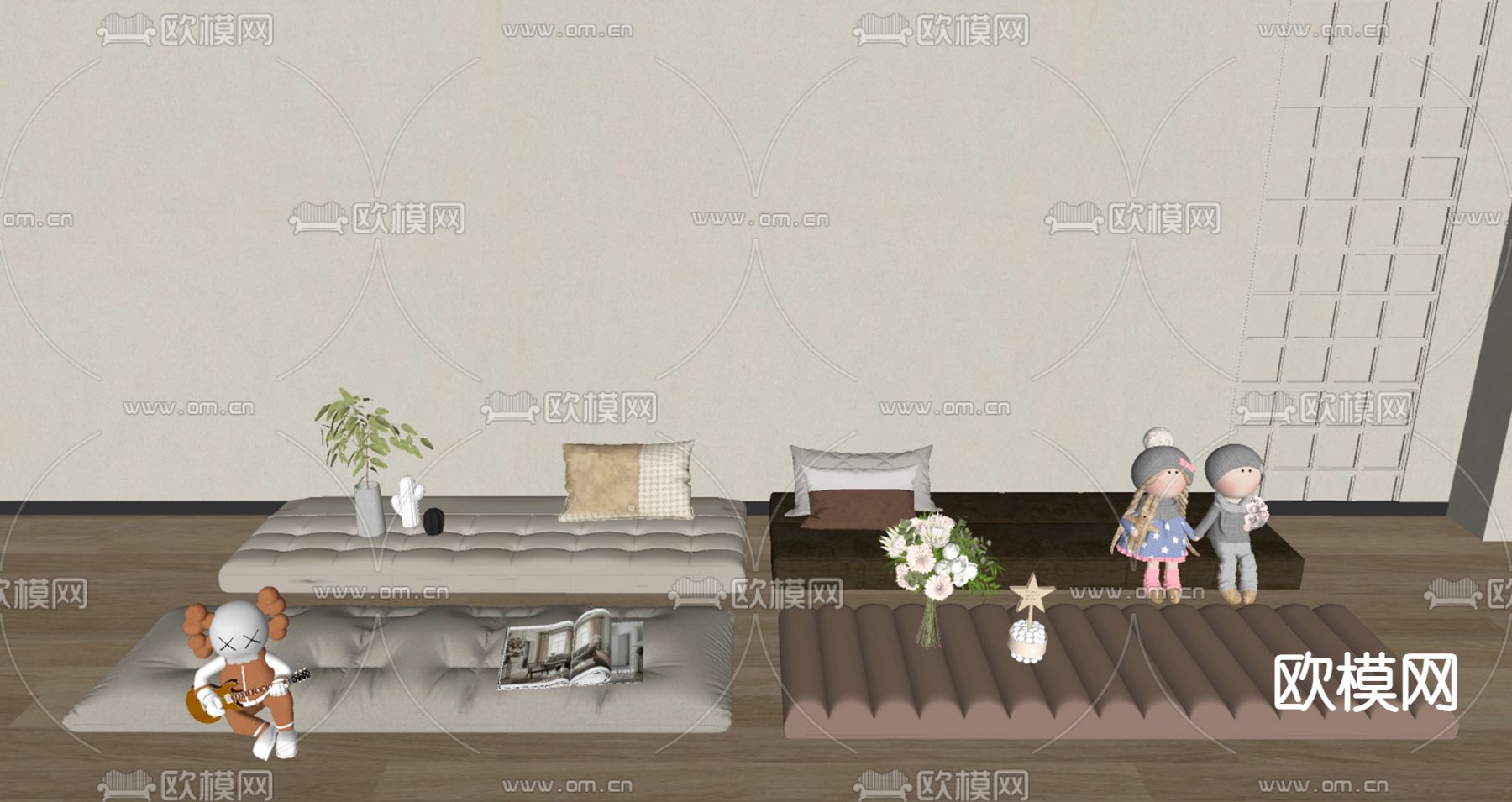 现代坐垫su模型下载（渲染图2）