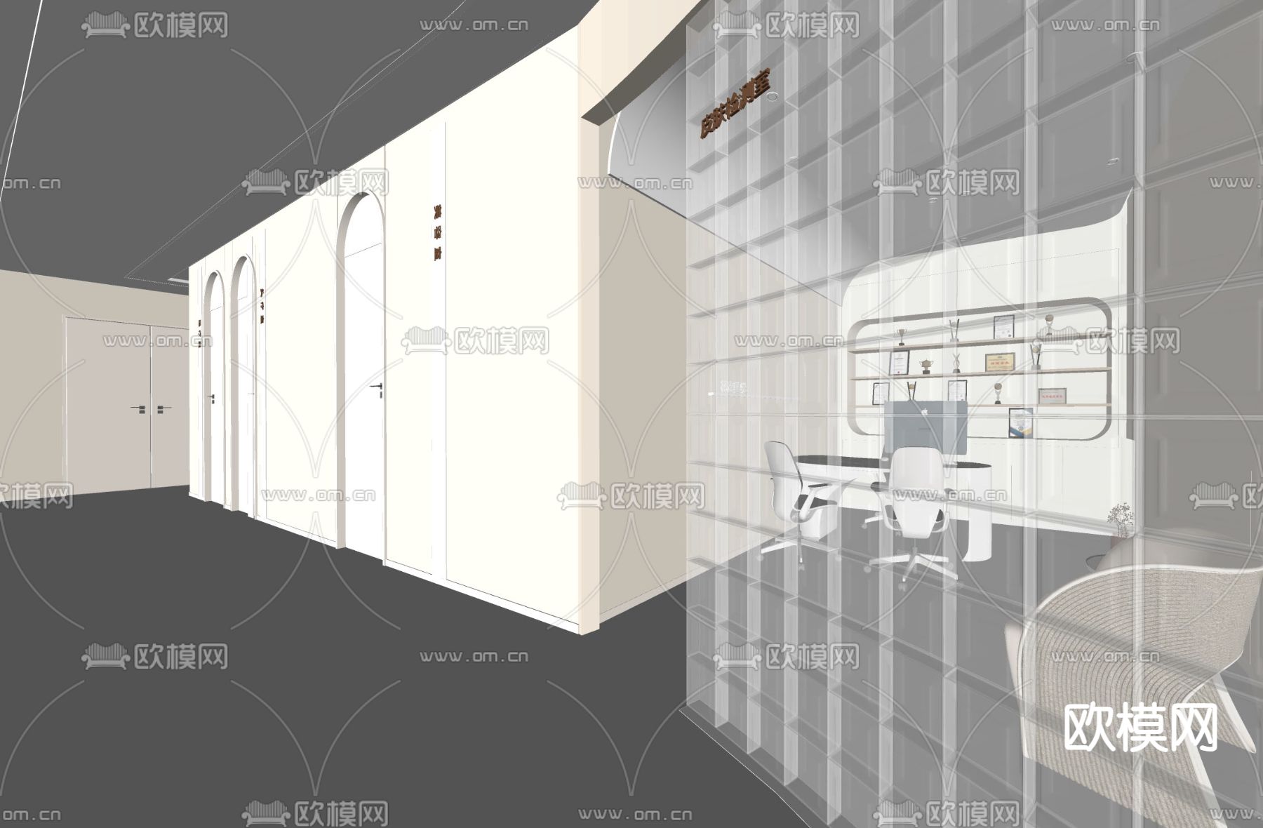 奶油风美容店 包厢su模型下载（渲染图4）