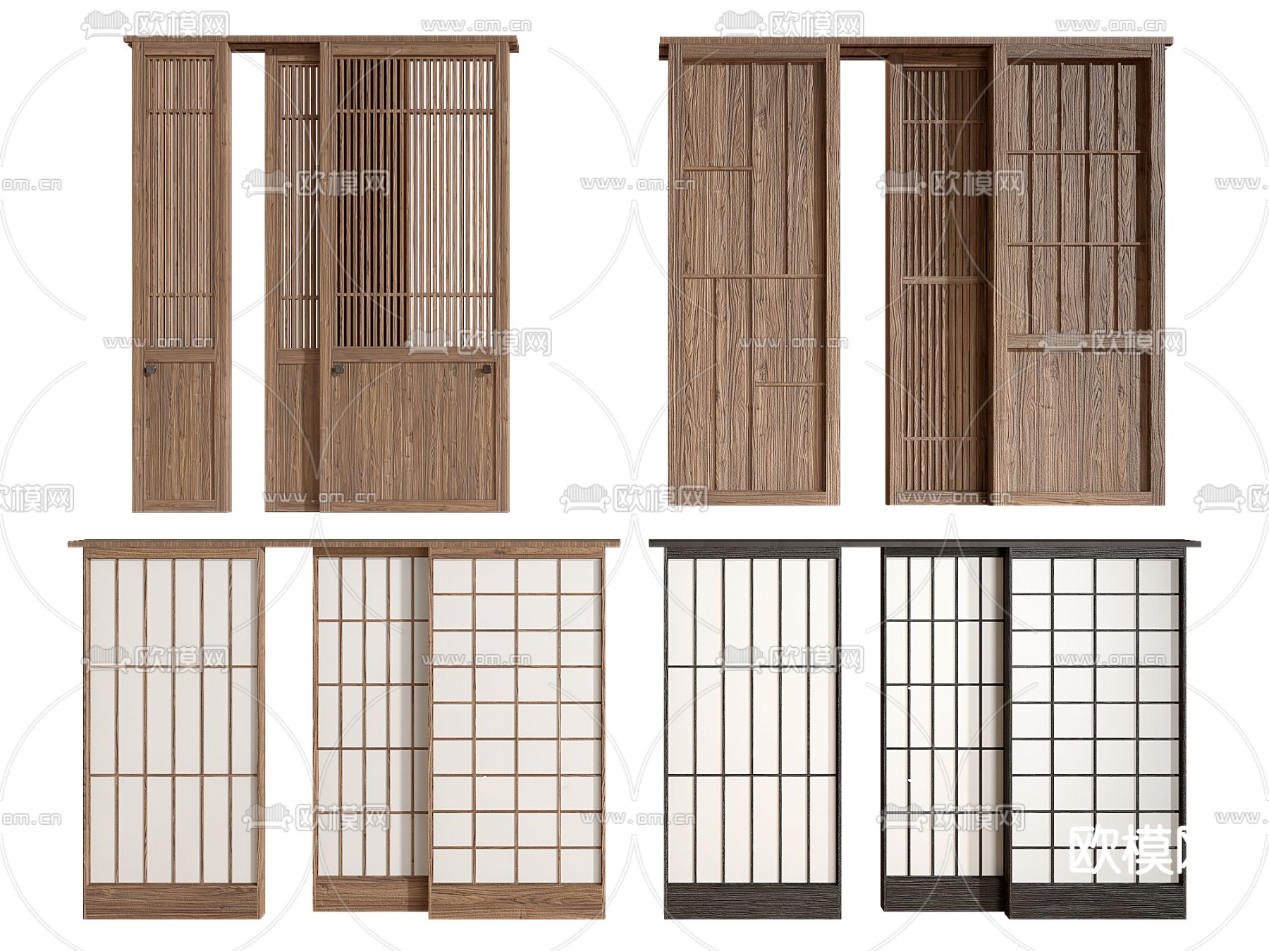 侘寂风木门 推拉门 移门3d模型下载
