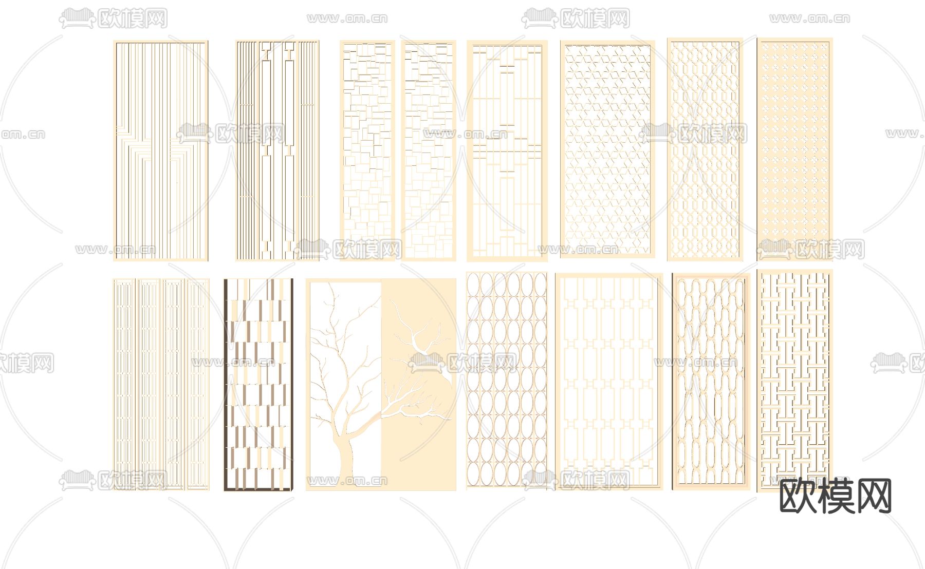 新中式屏风 隔断su模型下载（渲染图2）
