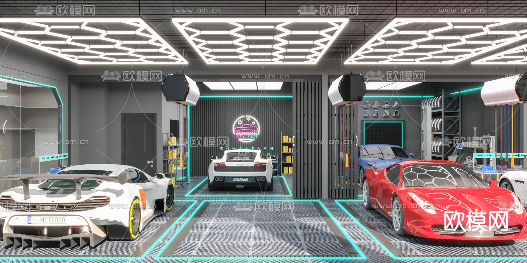 汽修店 汽车保养店3d模型下载（渲染图3）