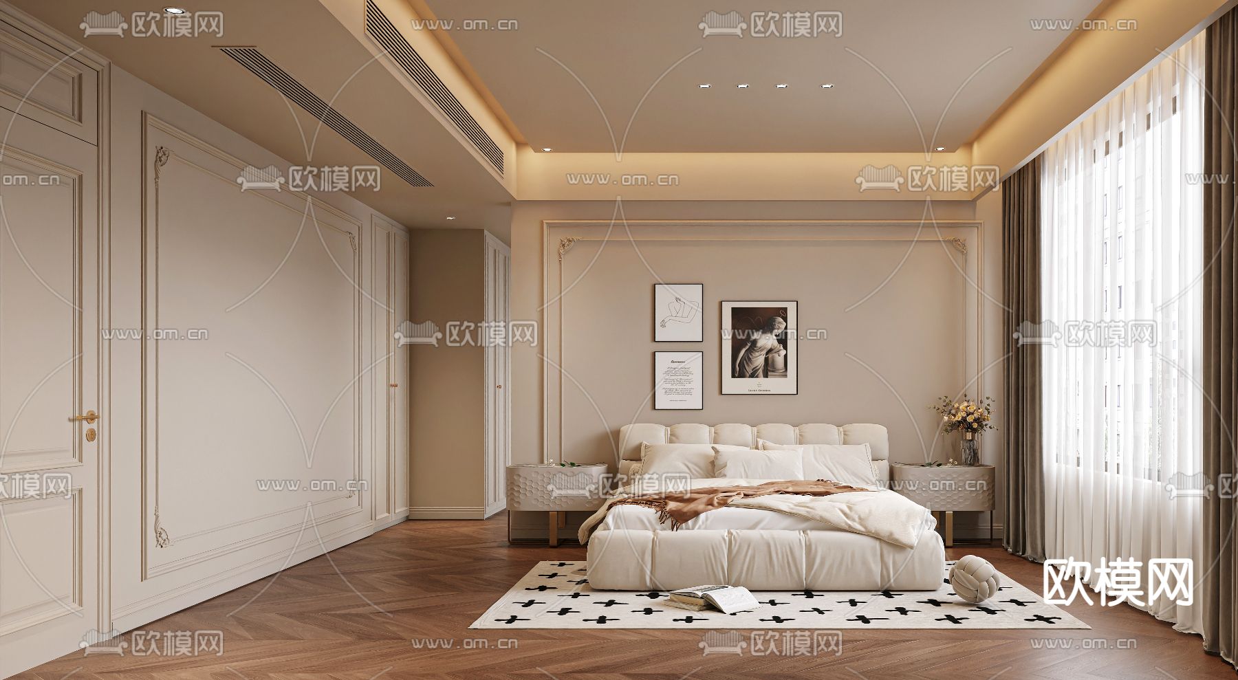 法式卧室免费3d模型下载