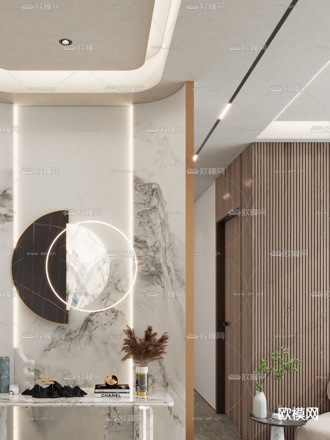 新中式端景台 条案3d模型下载（渲染图3）