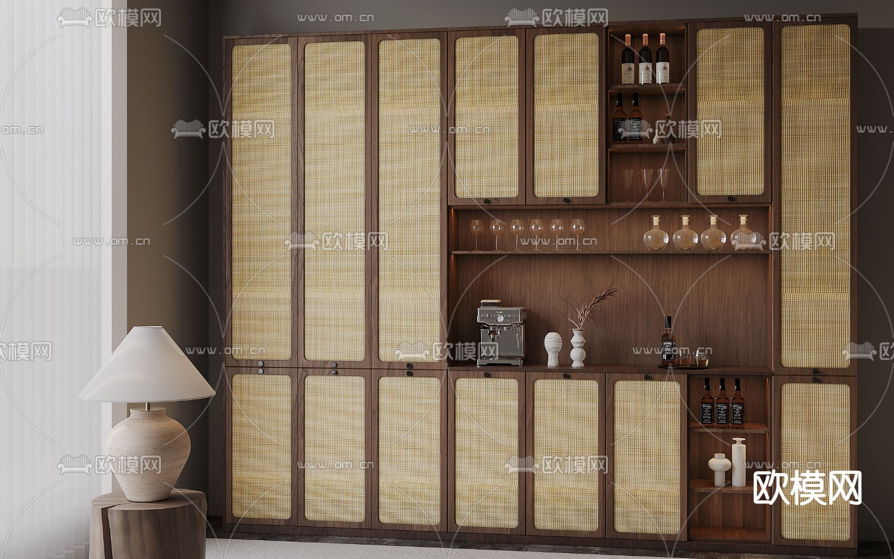 侘寂风酒柜su模型下载（渲染图1）